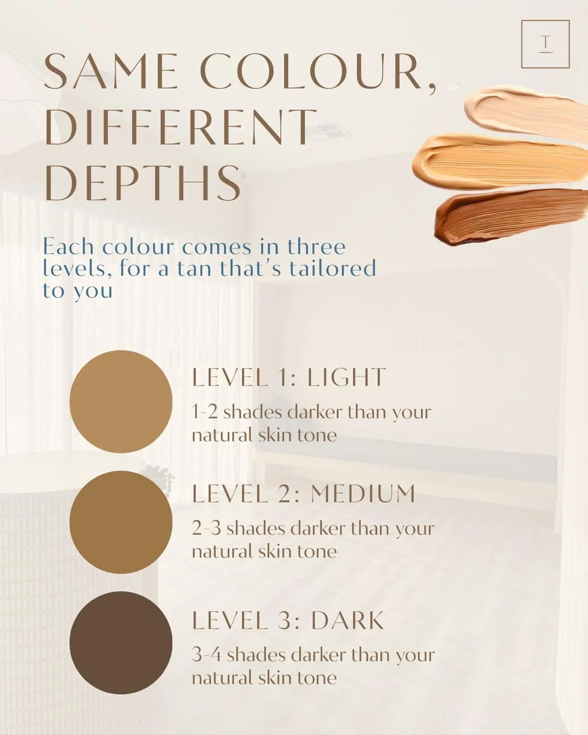 Each Touchless Tan colour comes in 3 different depths/levels. This allows you to make your tan customisable for the perfect glow. 

Unsure of your colour &amp; level? Complete the colour quiz in our bio &amp; website to find your perfect match ✨

#Sp