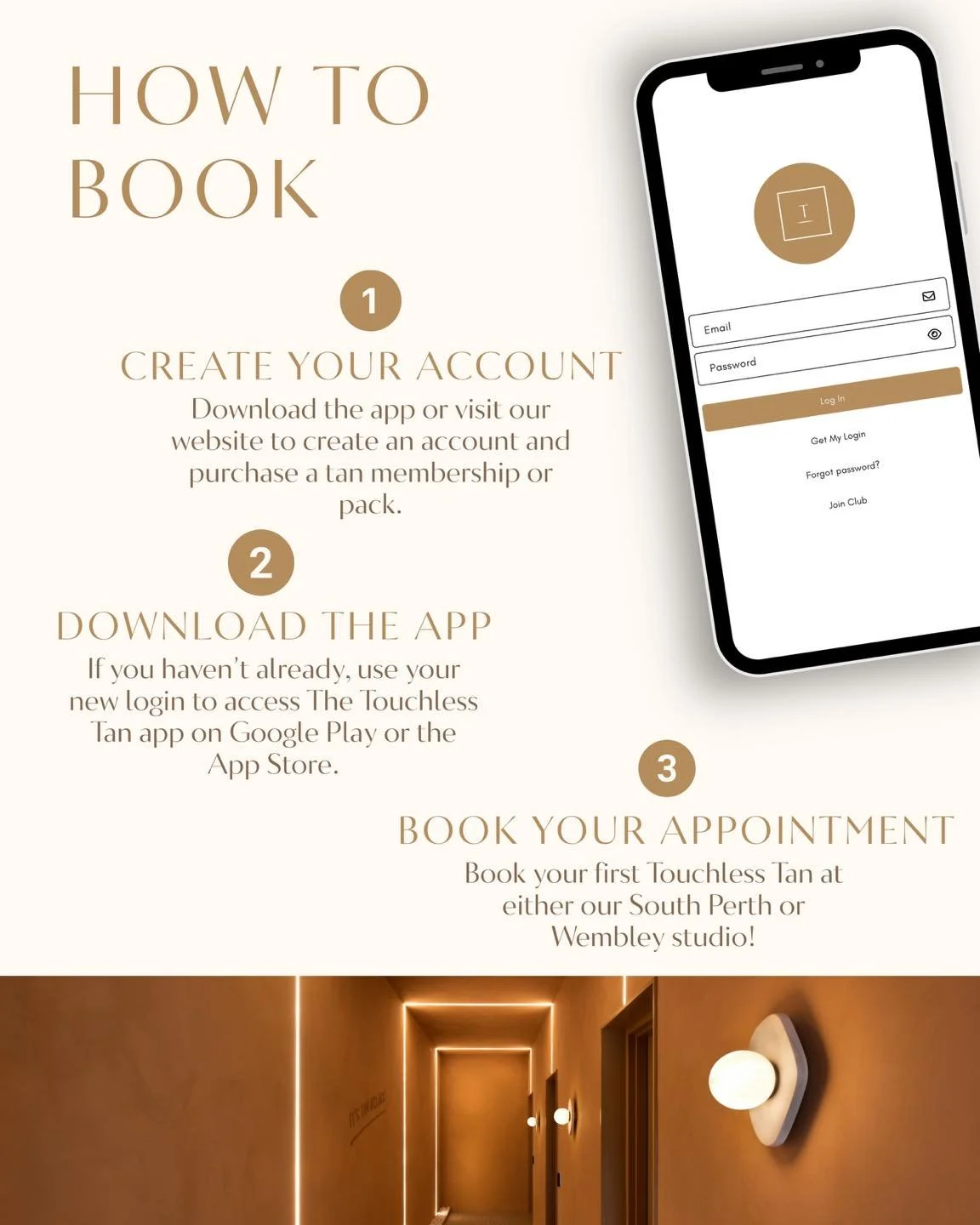 Booking is easy in 3 simple steps! 
Create your account, Download the app and Book your appointment. Tanning made simple. 🤎

#EverydayGlow #StayGolden #PerthStyle #PerthLifestyle #SelfCarePerth #BronzedSkin #PerthWellness #GlowWithUs