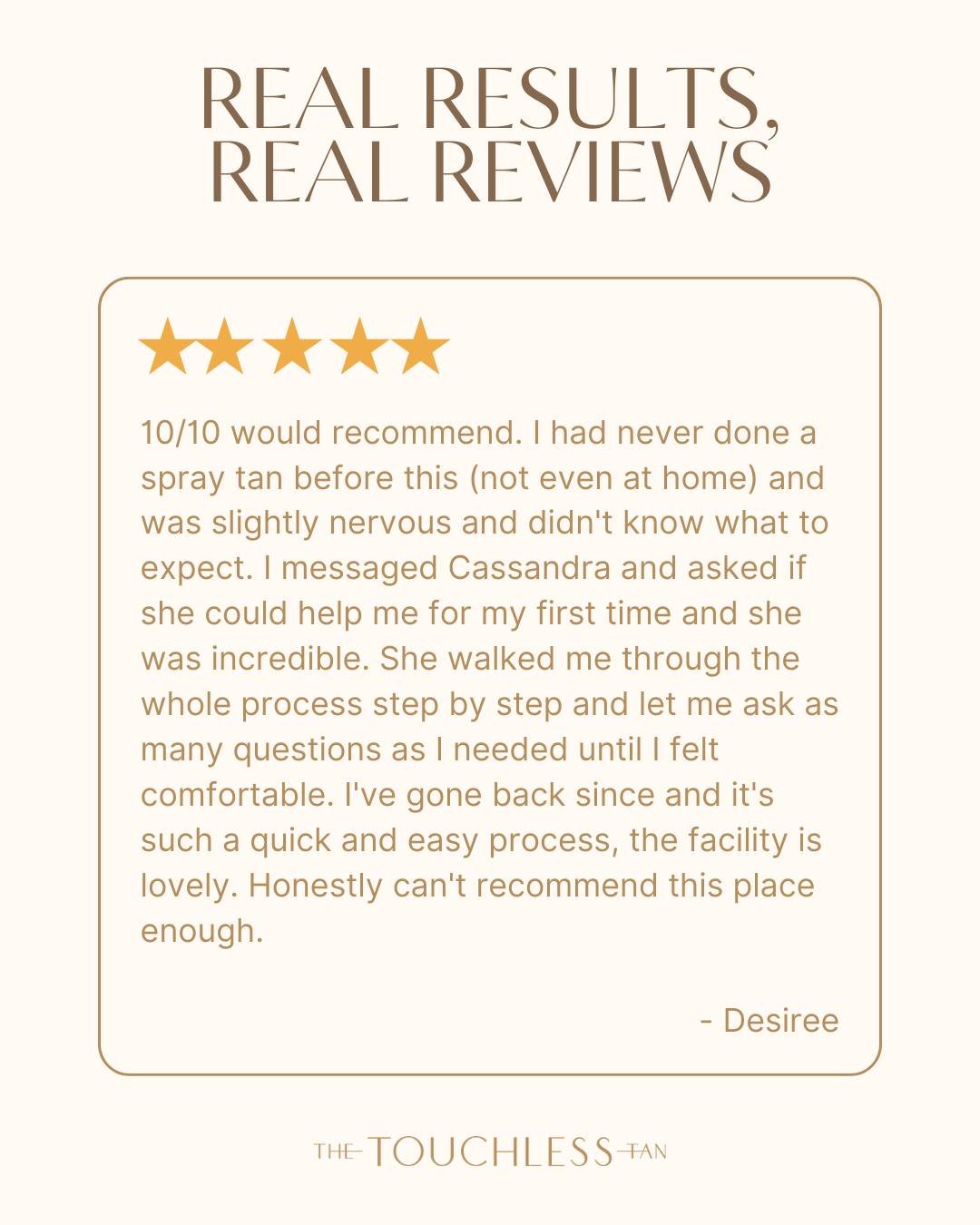 Another 5-star review 🤍

We&rsquo;re so grateful for every client who takes the time to leave feedback, it truly means the world to a small local business.

If you&rsquo;ve visited recently and loved your glow, we&rsquo;d really appreciate a quick r