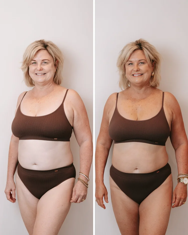 Before and after spray tan