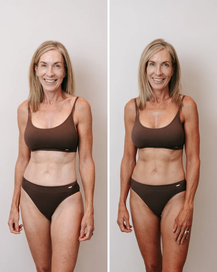 Before and after spray tan