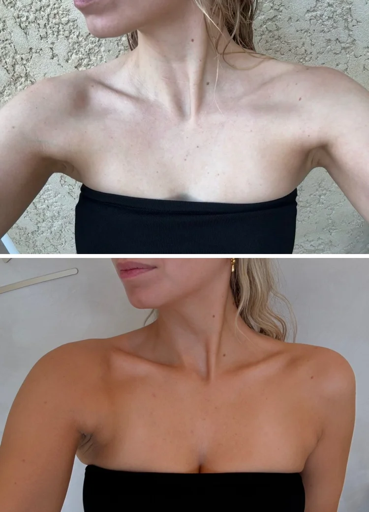 Before and after spray tan