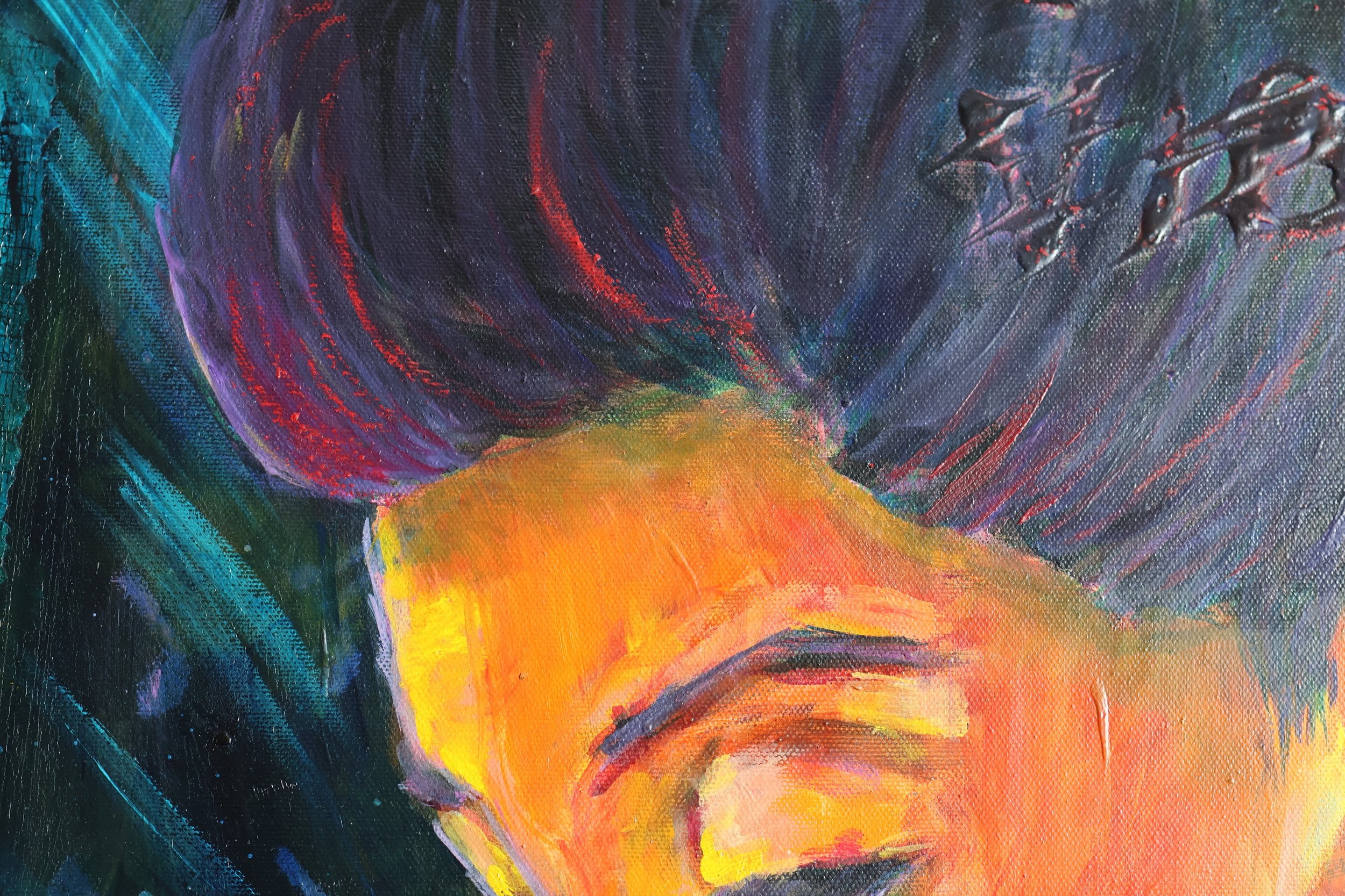 Detail Ölgemälde Mira, figurative Malerei – Sonia Gonze Nürnberg