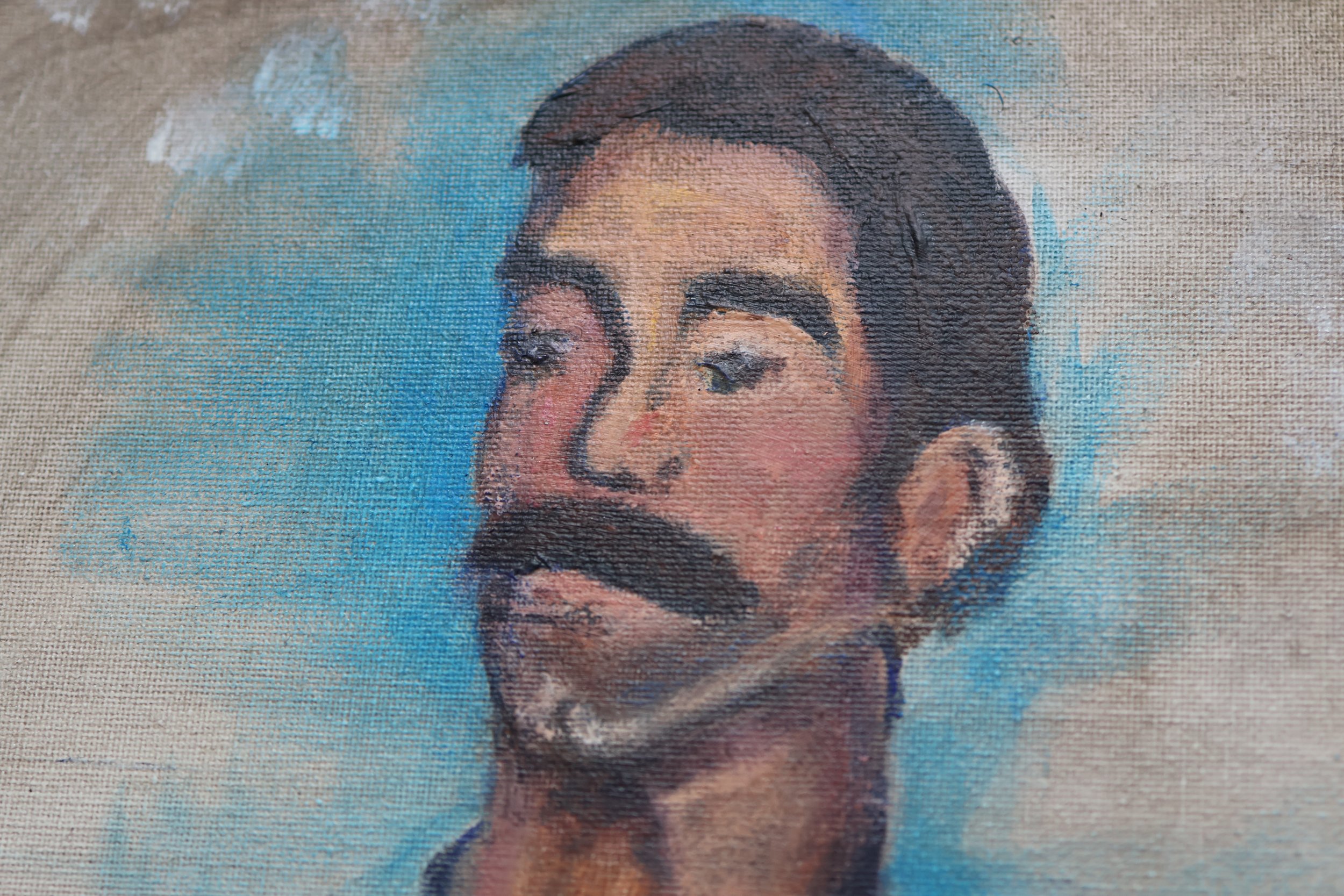 Detail Acrylgemälde Johanns Vorwurf, figurative Malerei – Sonia Gonze Nürnberg