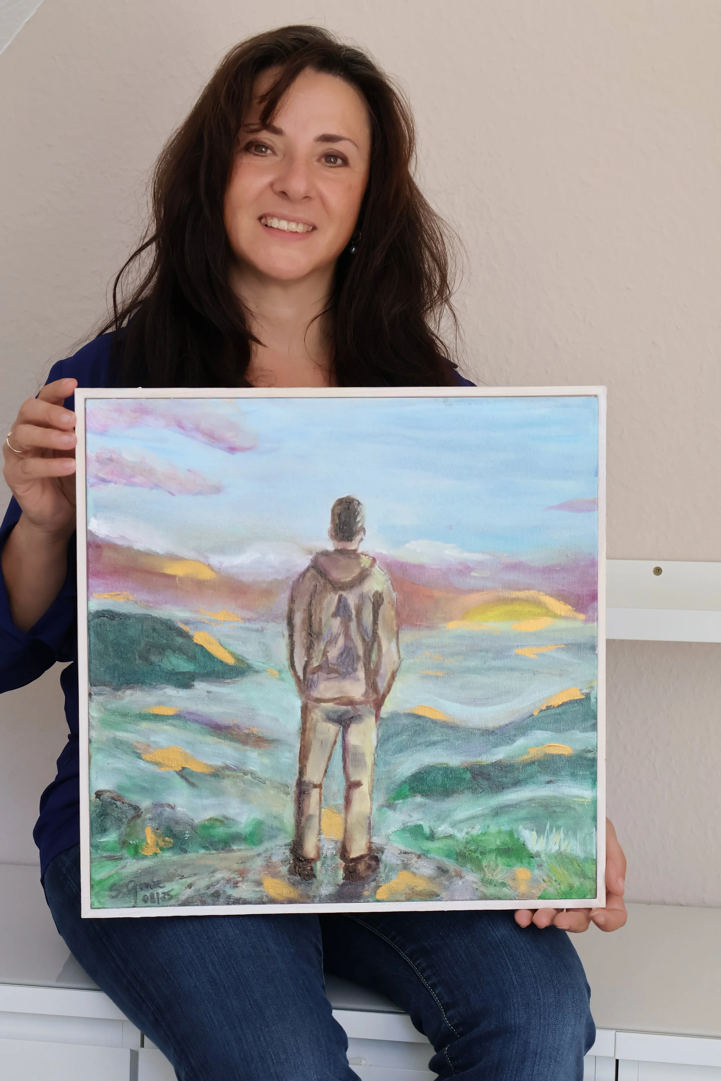 Sonia Gonze mit Ölgemälde Erkennen, figurative Malerei – Sonia Gonze Nürnberg