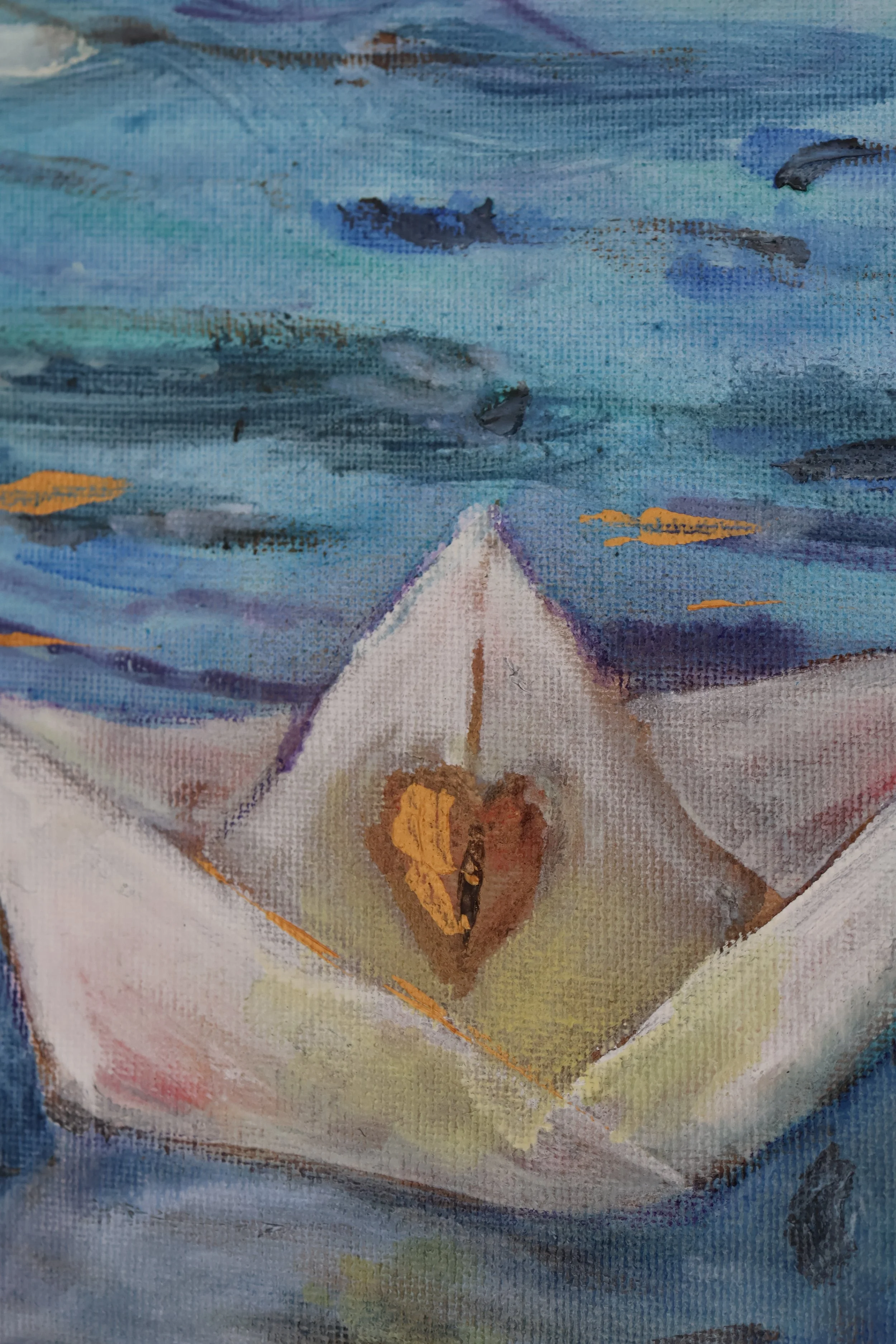 Detail Ölgemälde Getragen, figurative Malerei – Sonia Gonze Nürnberg