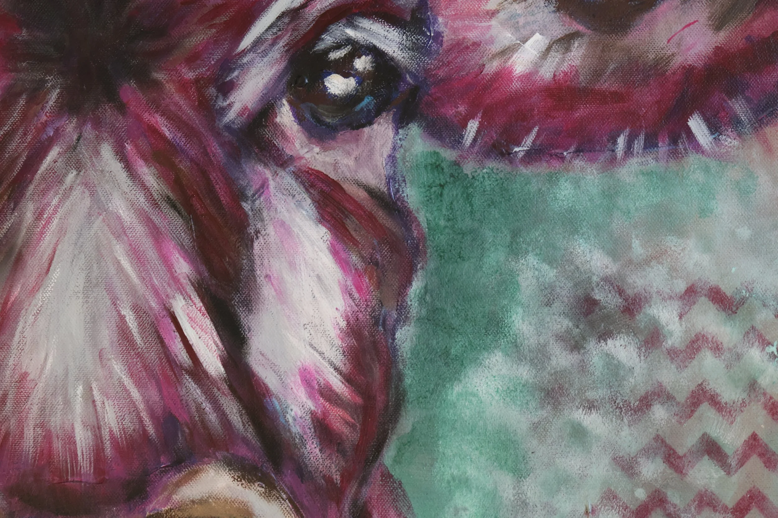Ausschnitt Acrylmalerei Zig-Zag Moo-d, figurative Malerei – Sonia Gonze Nürnberg