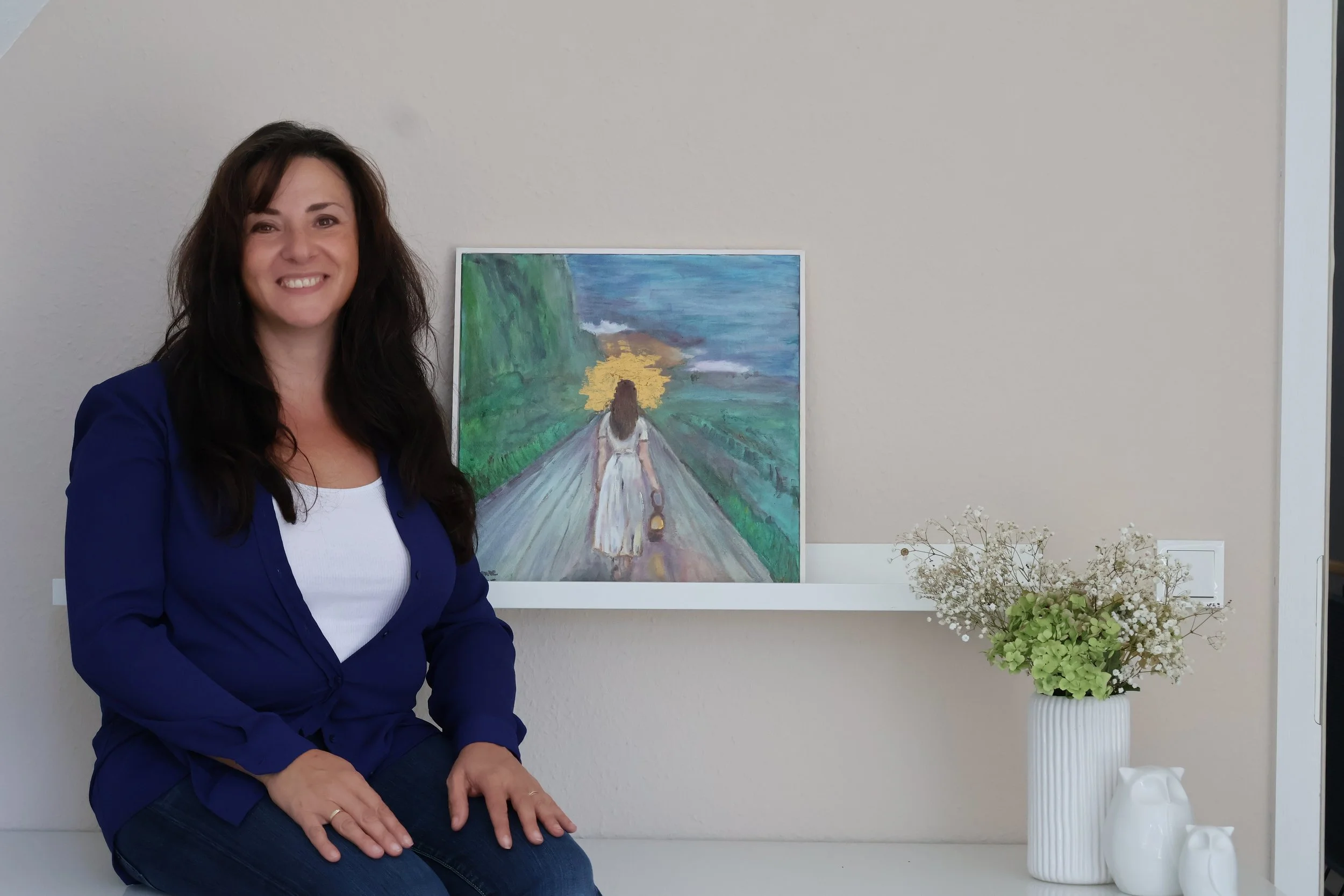Sonia Gonze und Ölgemälde Weiterwagen, figurative Malerei – Sonia Gonze Nürnberg