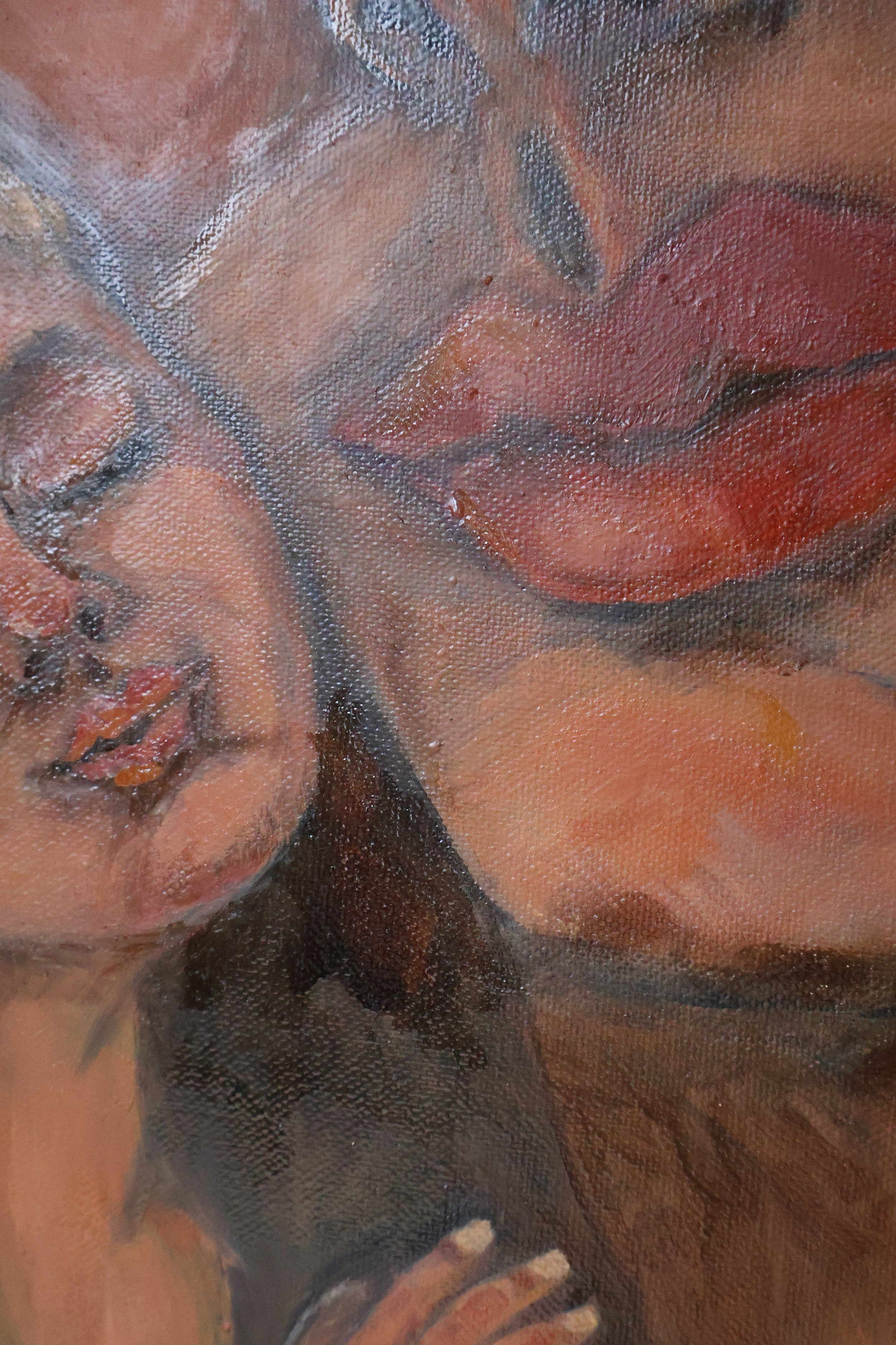 Nahaufnahme Ölgemälde Die Stimme der Liebe– Selbstakzeptanz mit Blattgold – Sonia Gonze Nürnberg