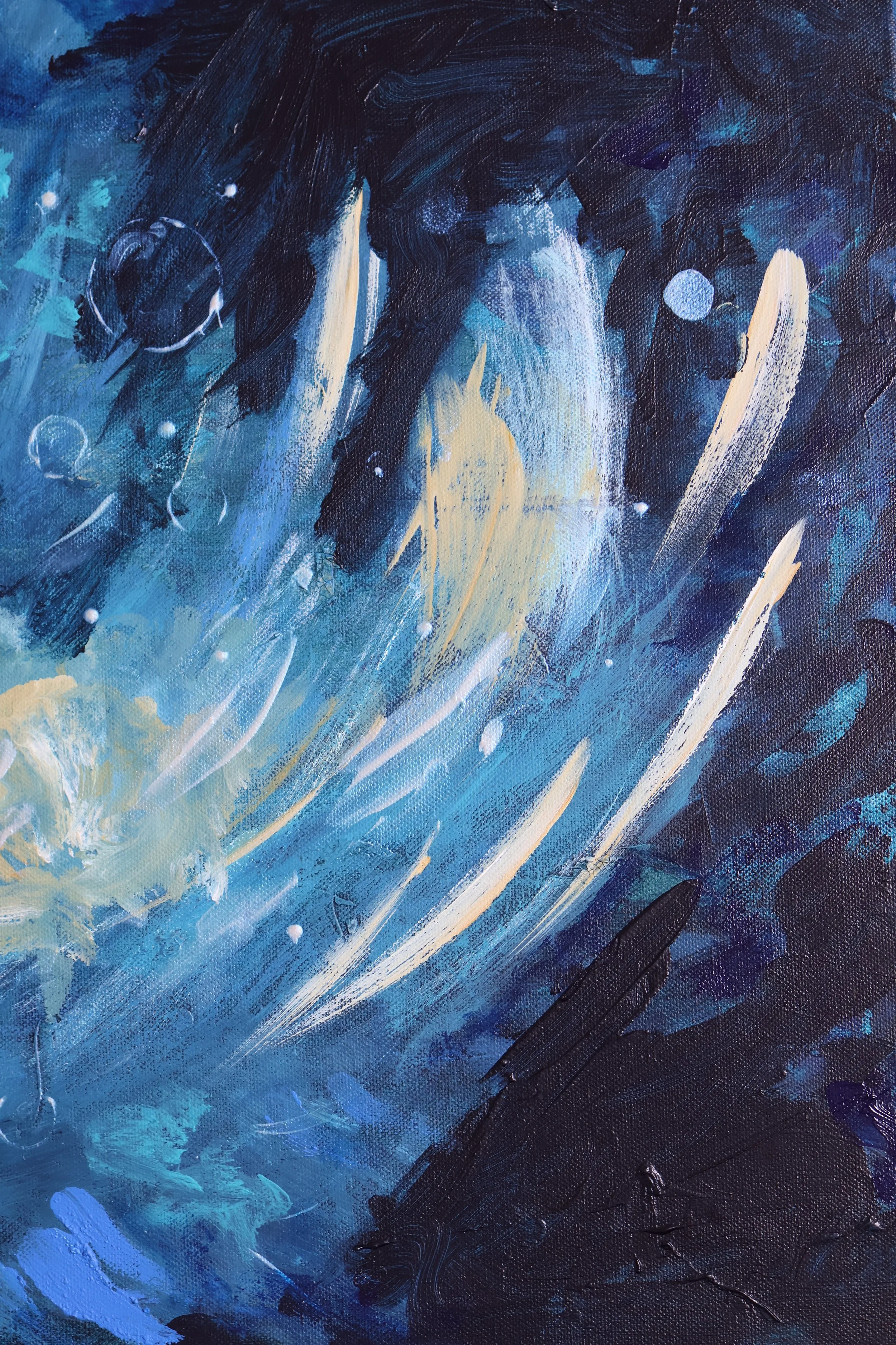 Detail Acrylgemälde Explosion der Stille - Mia, figurative Malerei – Sonia Gonze Nürnberg