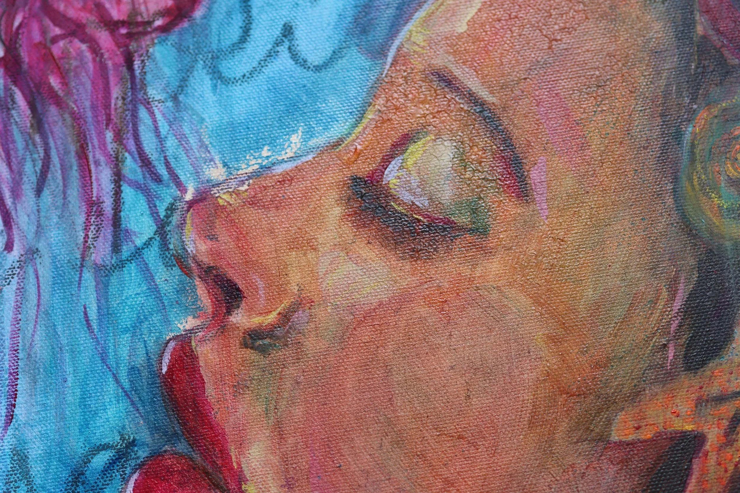 Nahaufnahme Ölgemälde Nora, figurative Malerei – Sonia Gonze Nürnberg