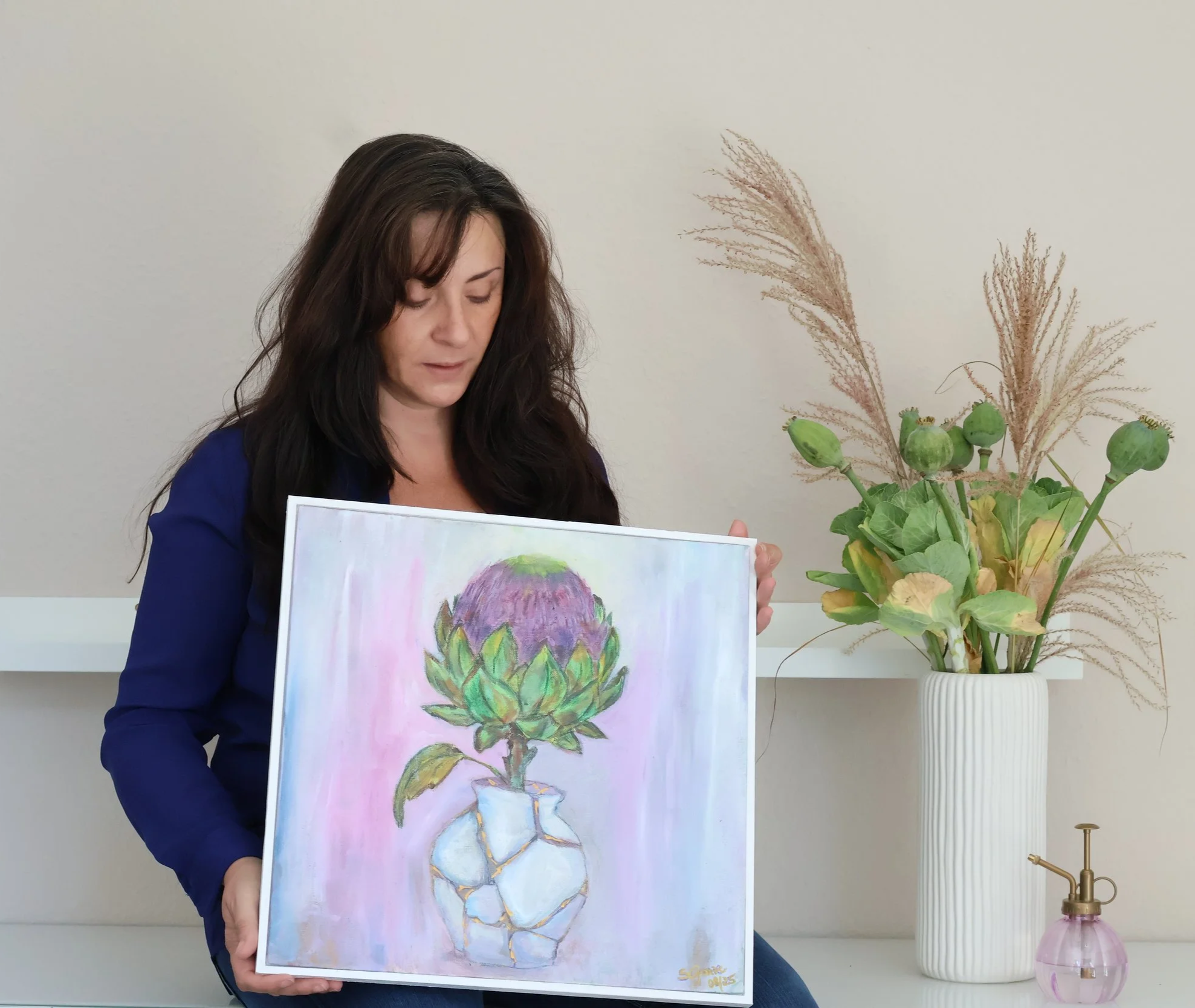 Sonia Gonze mit Ölgemälde Erblühen, figurative Malerei – Sonia Gonze Nürnberg