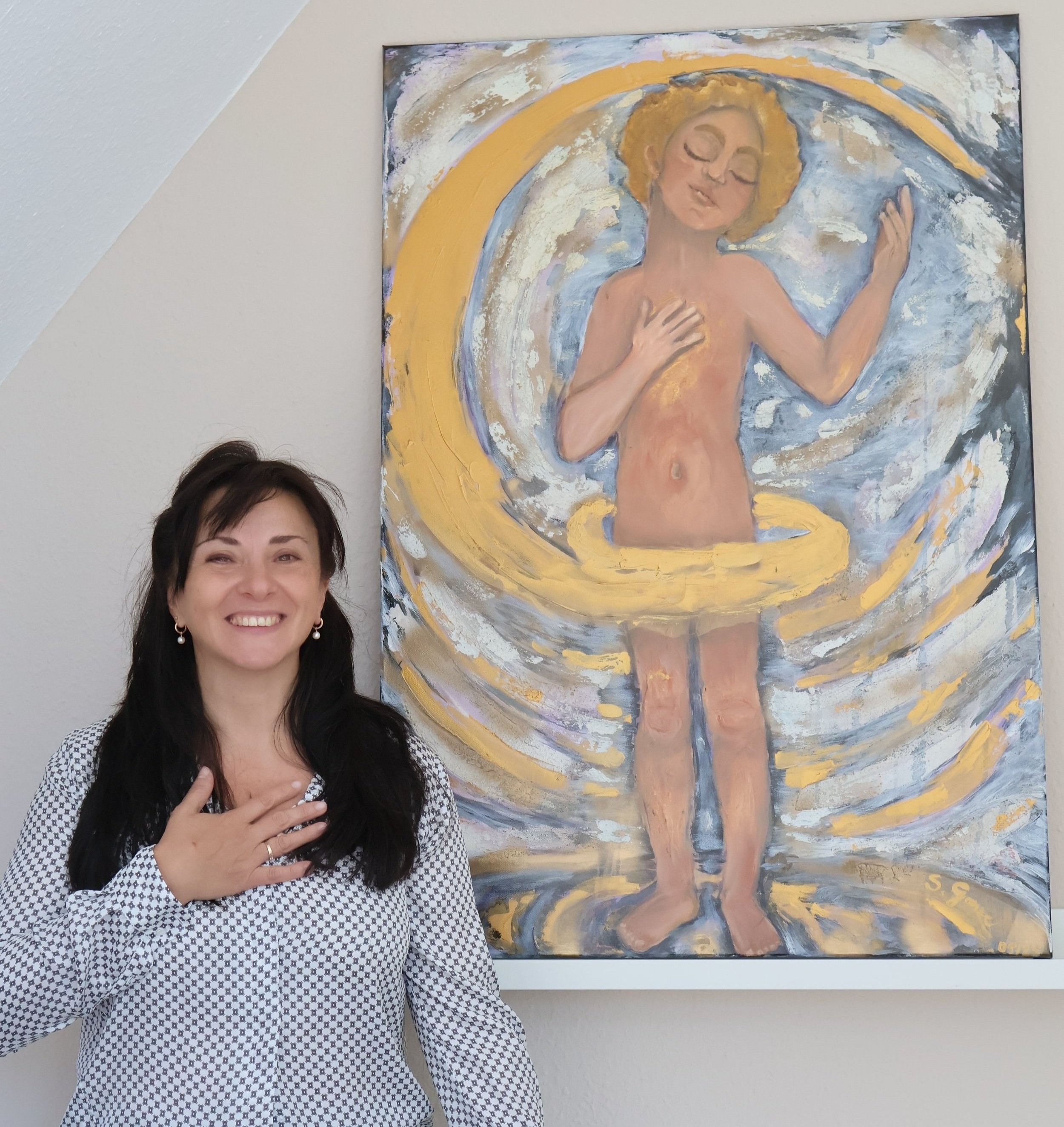 Sonia Gonze – Werk Ich bleibe bei mir über Akzeptanz in Öl und Gold, Nürnberg