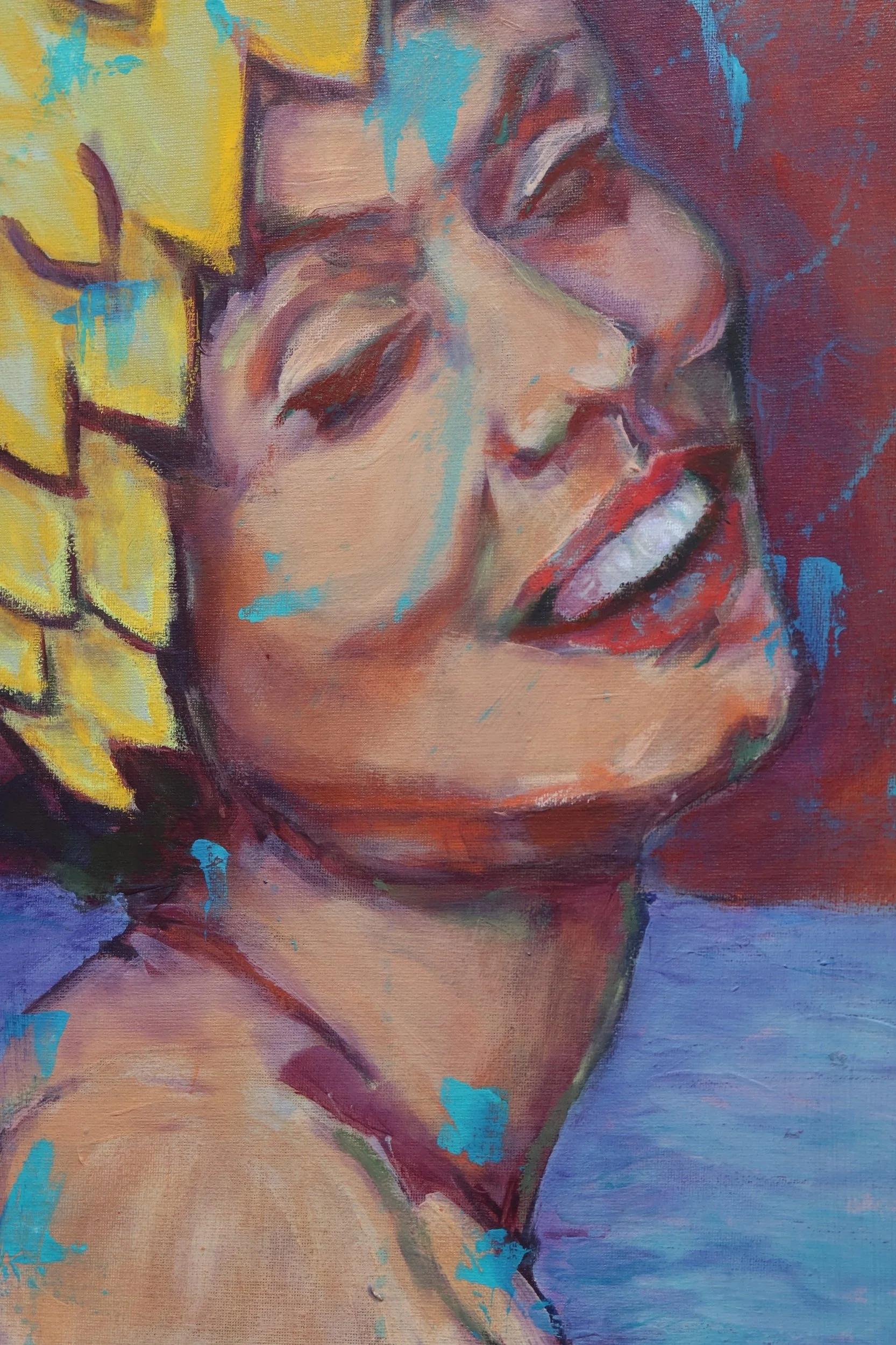 Detail Acrylgemälde Gerdas Tagträume., figurative Malerei – Sonia Gonze Nürnberg
