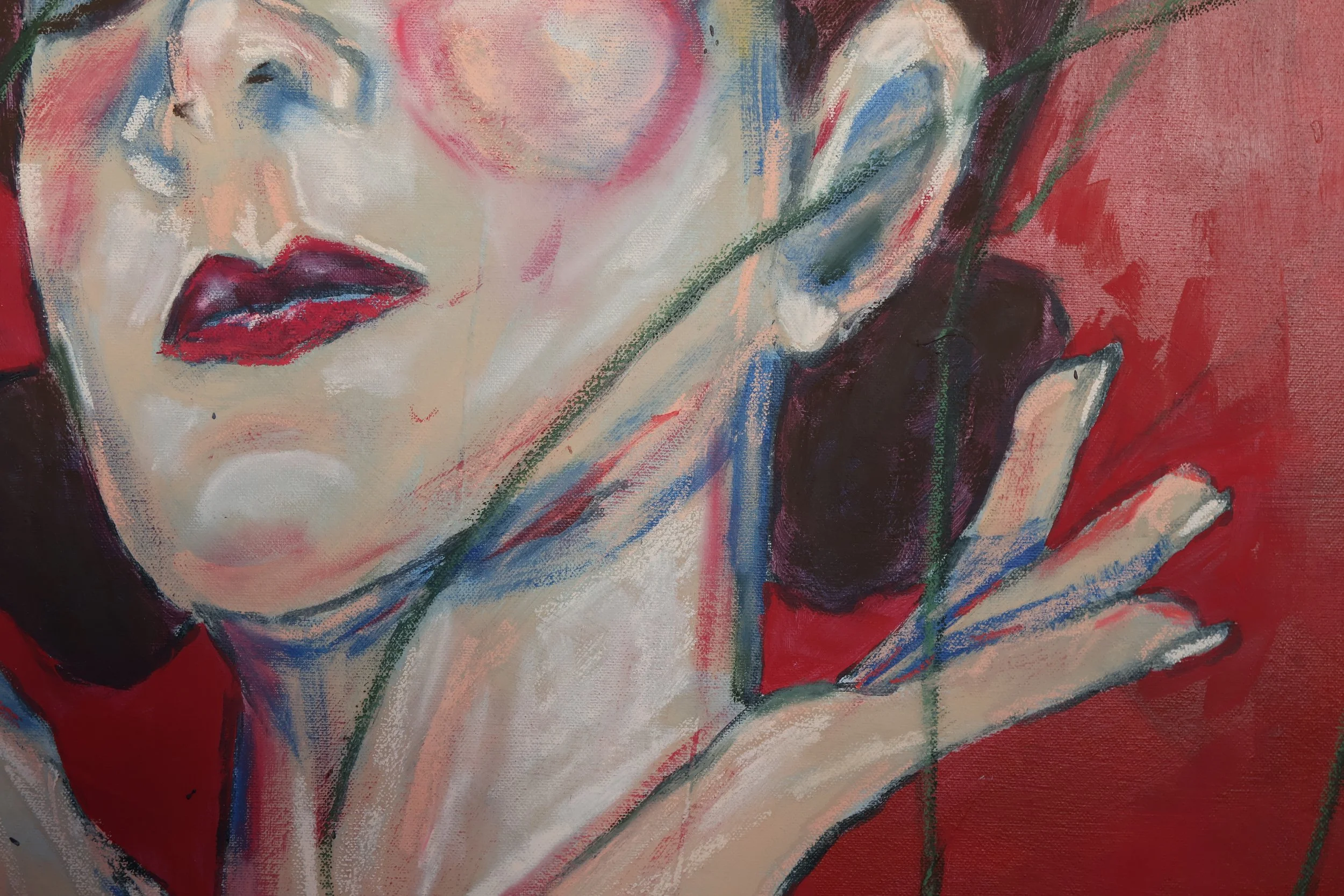 Detail Acrylmalerei Apfelfrage, figurative Malerei – Sonia Gonze Nürnberg