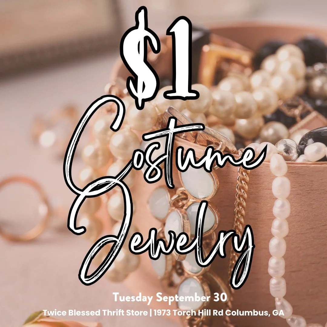 ✨ Add a little shimmer to your week. ✨
Tuesday, Sept 30: $1 Costume Jewelry Sale &mdash; curated finds, vintage vibes, statement pieces! Did we mention $1!!!!
📍1973 Torch Hill Rd. 10 AM - 3 PM
Great Deals. Greater Mission.🩵
