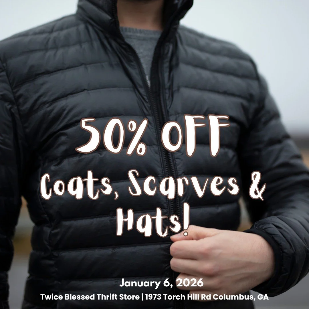 ❄️ BUNDLE UP &amp; SAVE! ❄️
Twice Blessed Winter Warm-Up Sale

This Tuesday, January 6, stay cozy for less! ALL coats, hats, and scarves are 50% OFF!

Great Deals. Greater Mission. 🩵