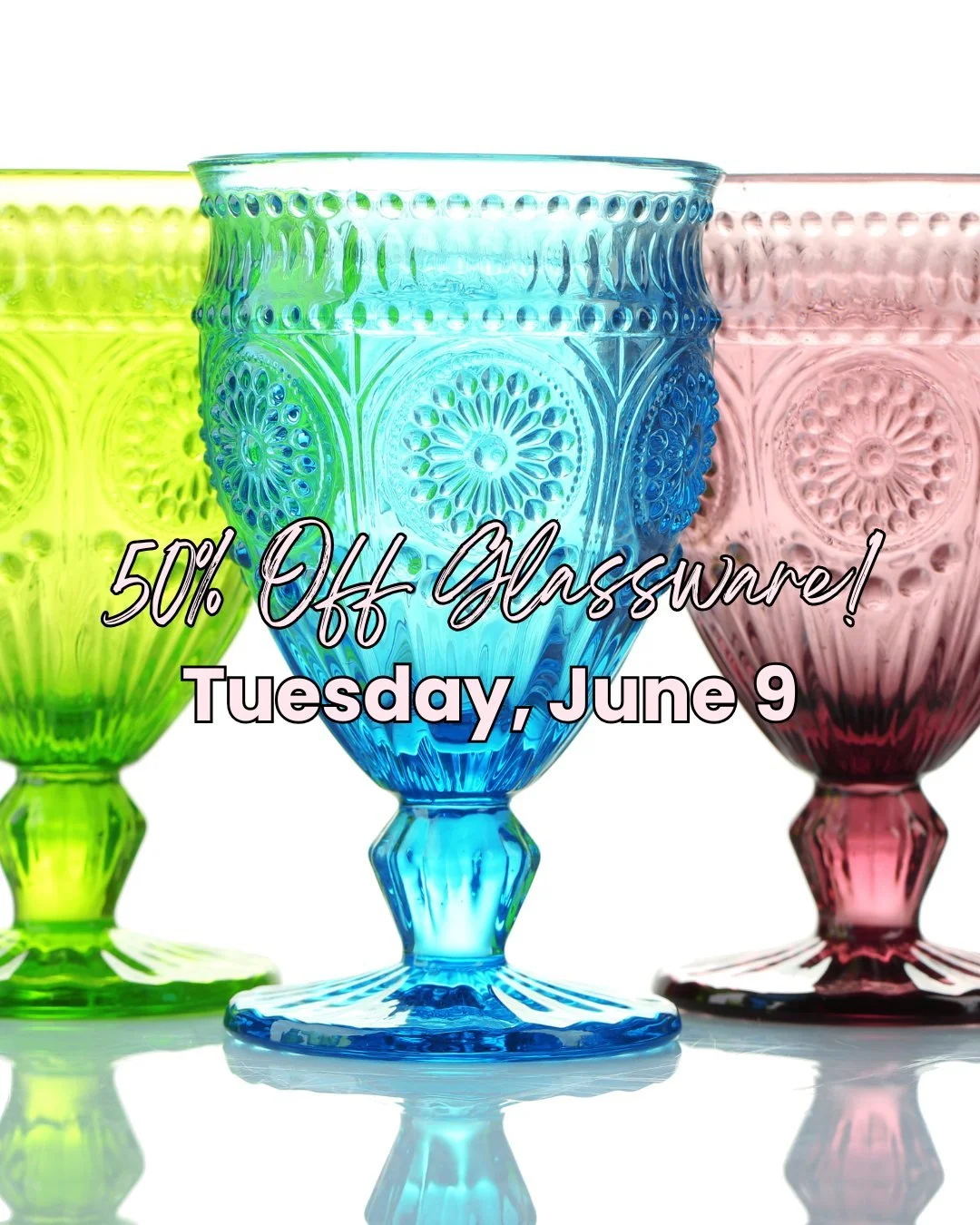 50% OFF GLASSWARE! ✨

Glass is one of the most underrated ways to transform a space. If you're shopping our sale, here are 3 treasures worth looking for:

🥂 A Statement Pitcher
Perfect for sweet tea on the porch, fresh flowers from the garden, or si