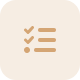 A beige icon of  a checklist with three items and check marks