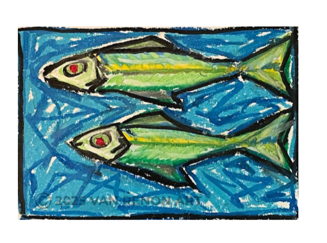 "Green Fish 2 Fish" (PAFS2521)
Pastel on Paper;
7.5 x 10" ( 19.05 x 25.4 cm)
