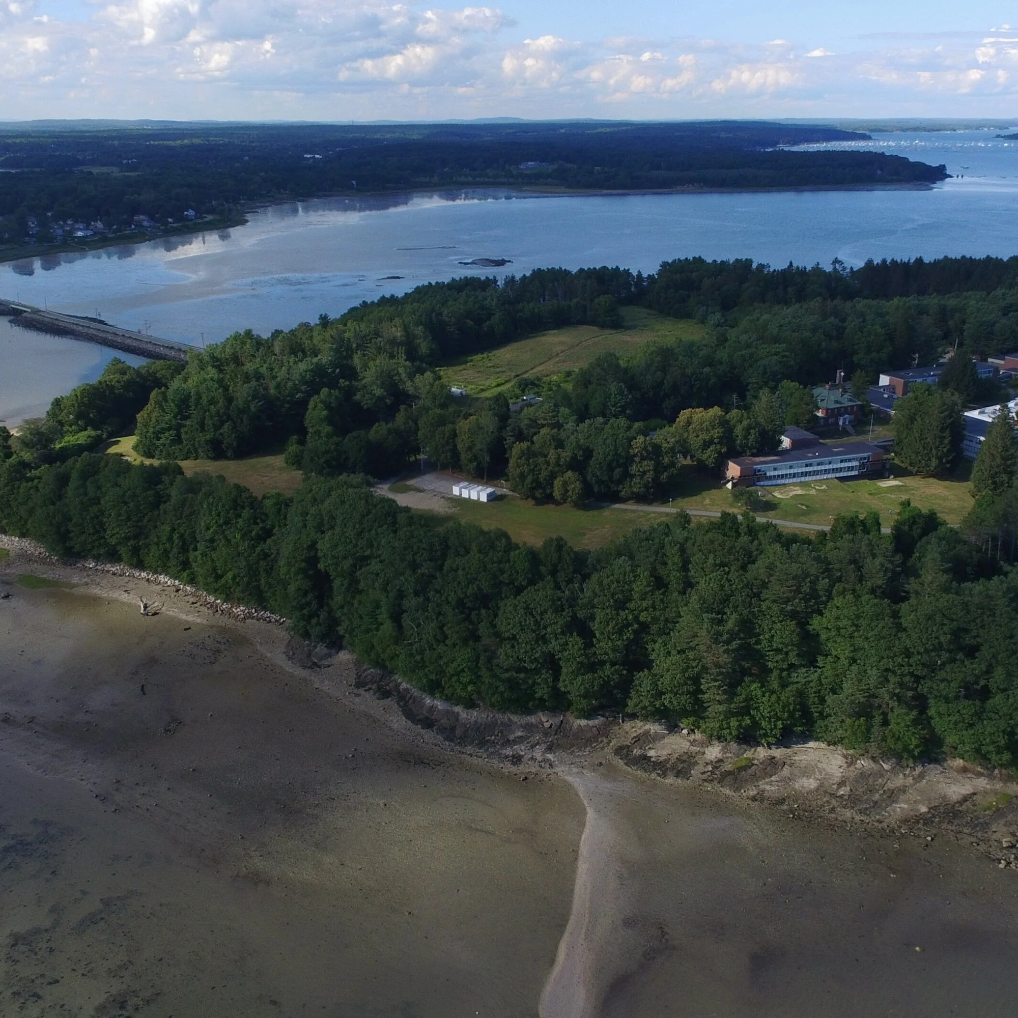 Aerial view of Mackworth Island in Casco Bay, Maine.