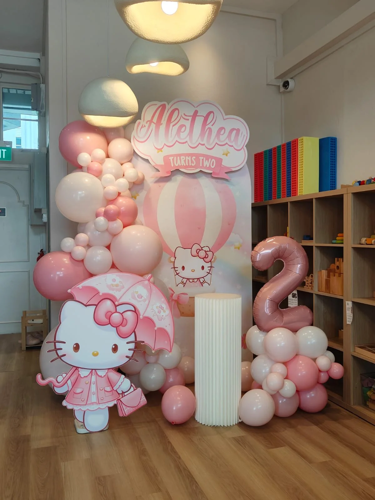 Hello Kitty backdrop for the 4th birthday party held at Riri's Children Playloft located in Bishan. 