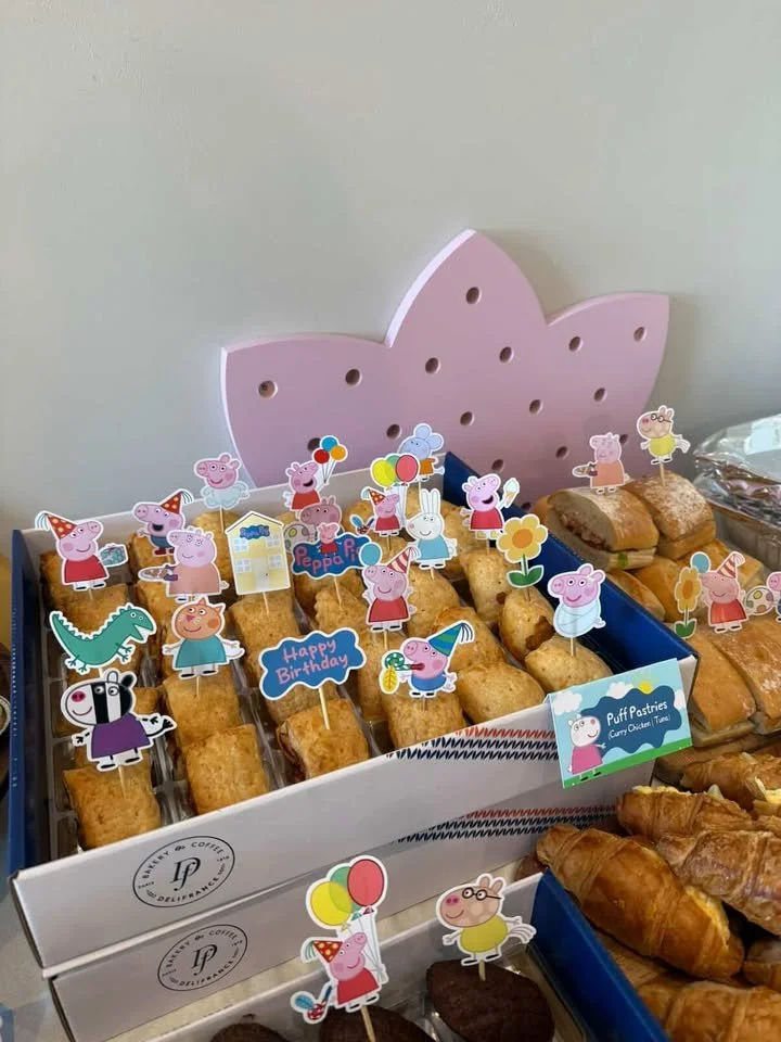 The food setup at a 3rd birthday party that happened at Riri's Children Playloft, located at Upper Thomson, near Bishan, Toa Payoh, Bukit Timah, Lentor, Marymount, Ang Mo Kio.