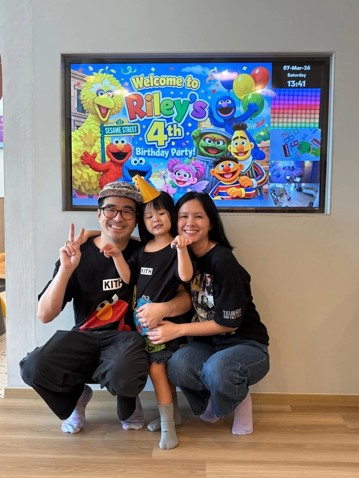 A family that celebrated the birthday of their 4 year old girl at Riri's Children Playloft, a calm and beautiful toy museum located at Upper Thomson, at the Singapore central catchment area.