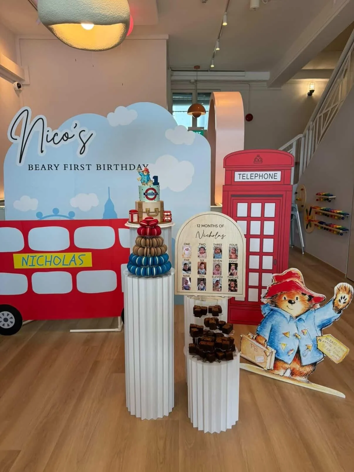 Paddington Bear backdrop for the 1st birthday party held at Riri's Children Playloft located in Bishan. 