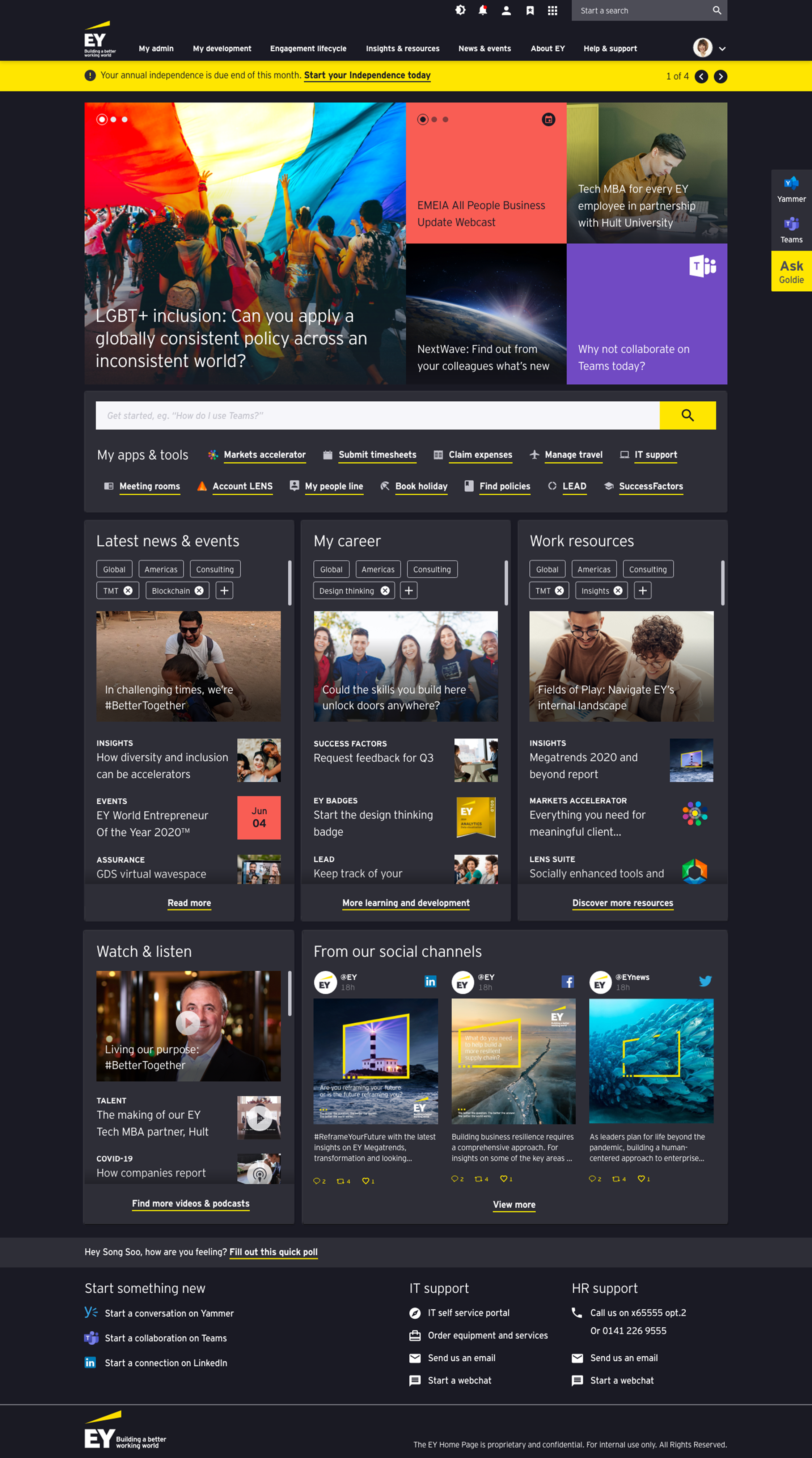 Design for the EY Intranet homepage