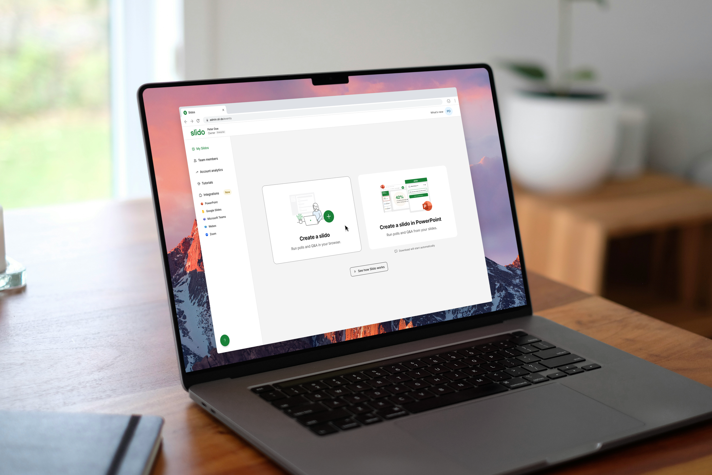 Slido homepage after integration redesign
