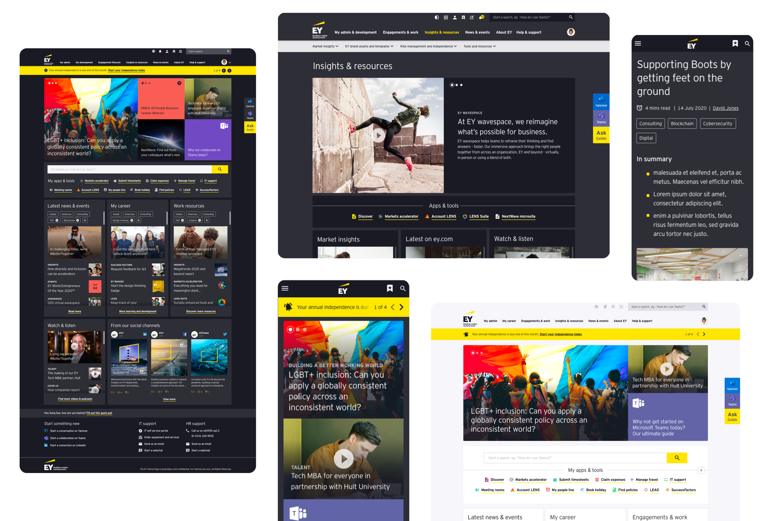 Final designs for EY Intranet redesign
