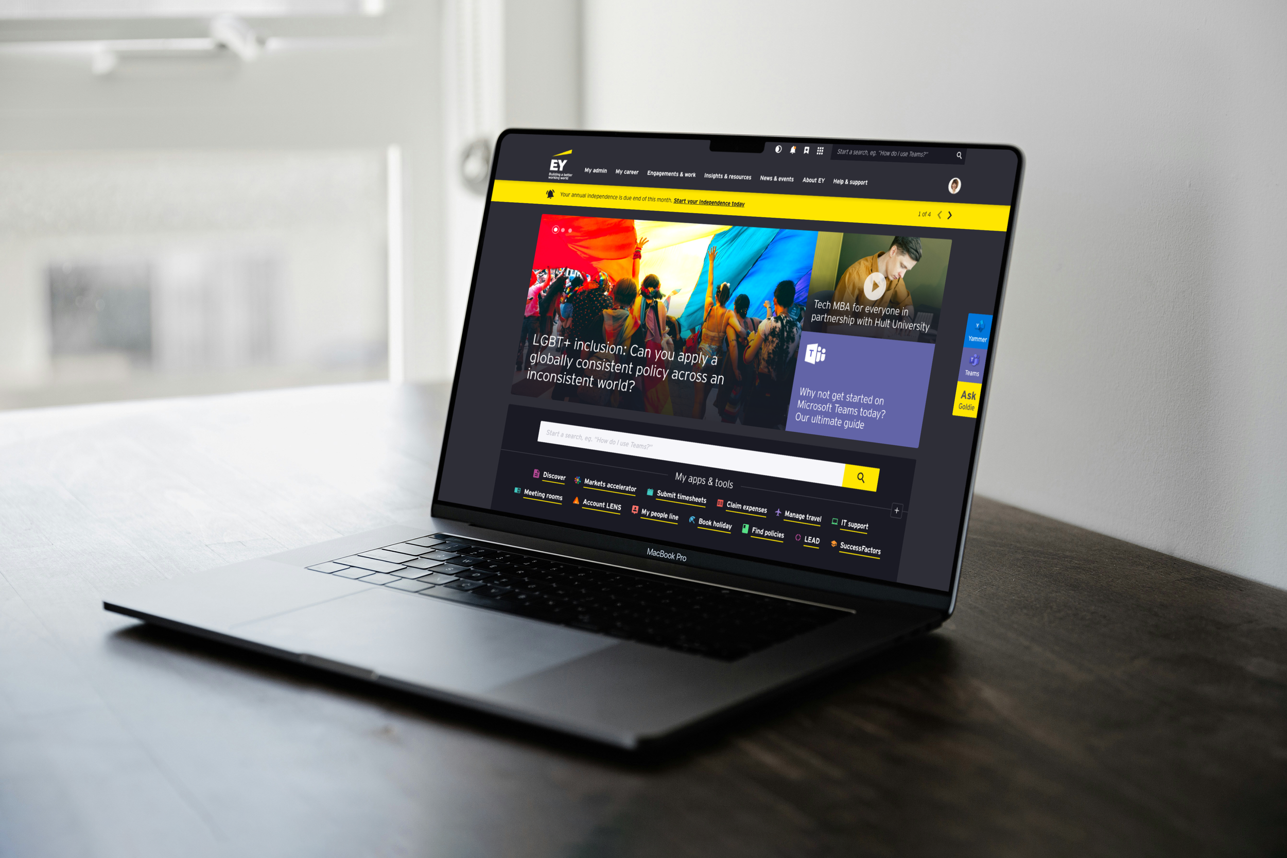 EY Intranet final homepage design