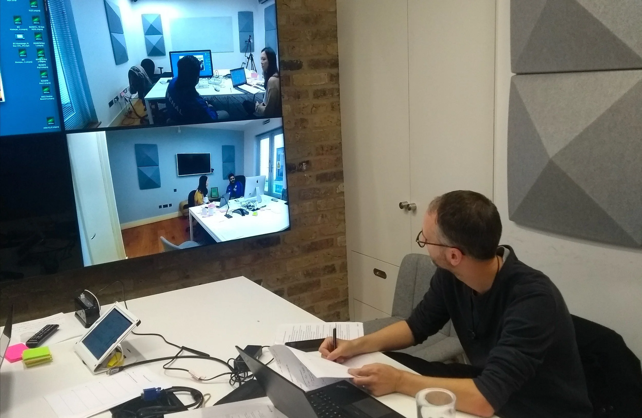 Conducting a user testing session in a lab