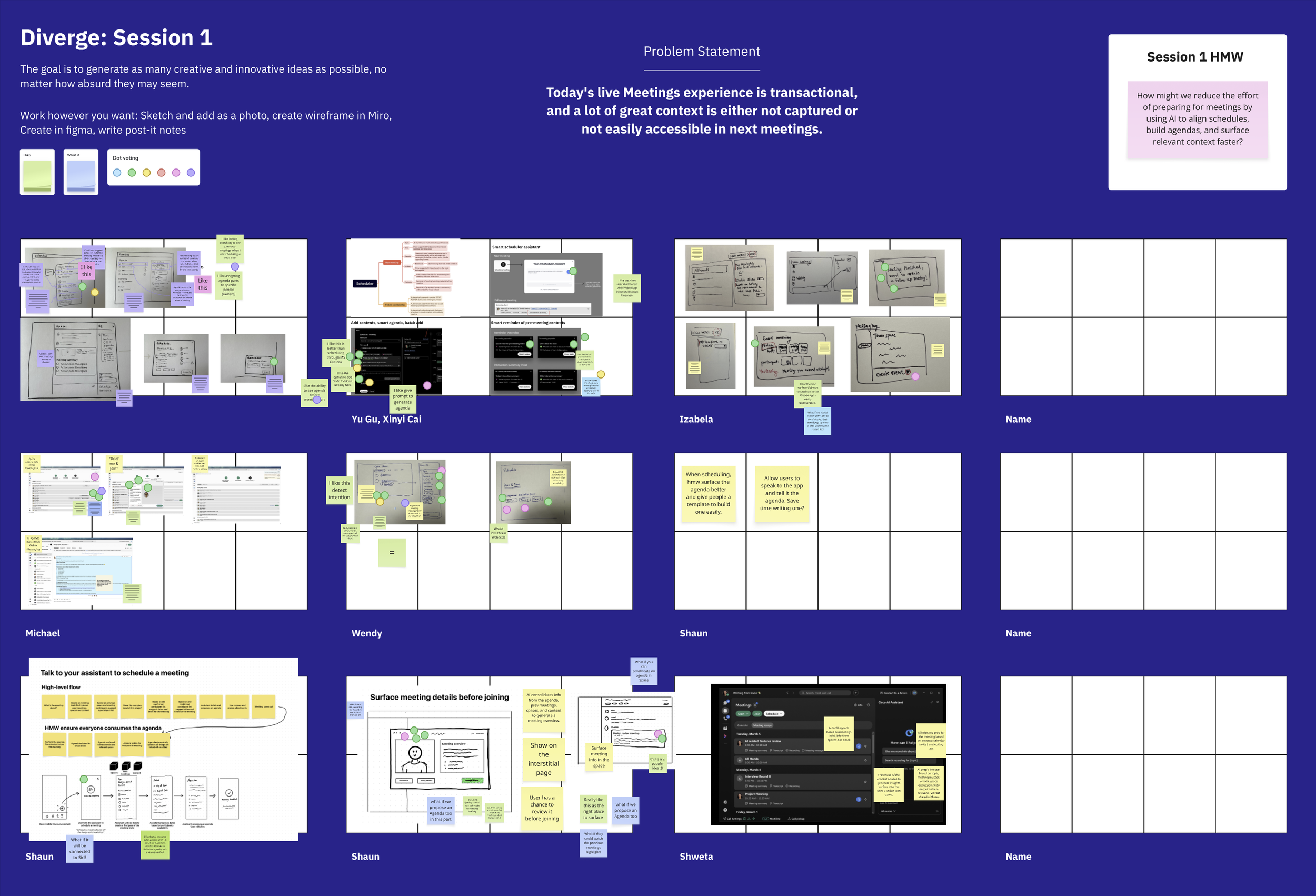 Sketching ideas in the design sprint