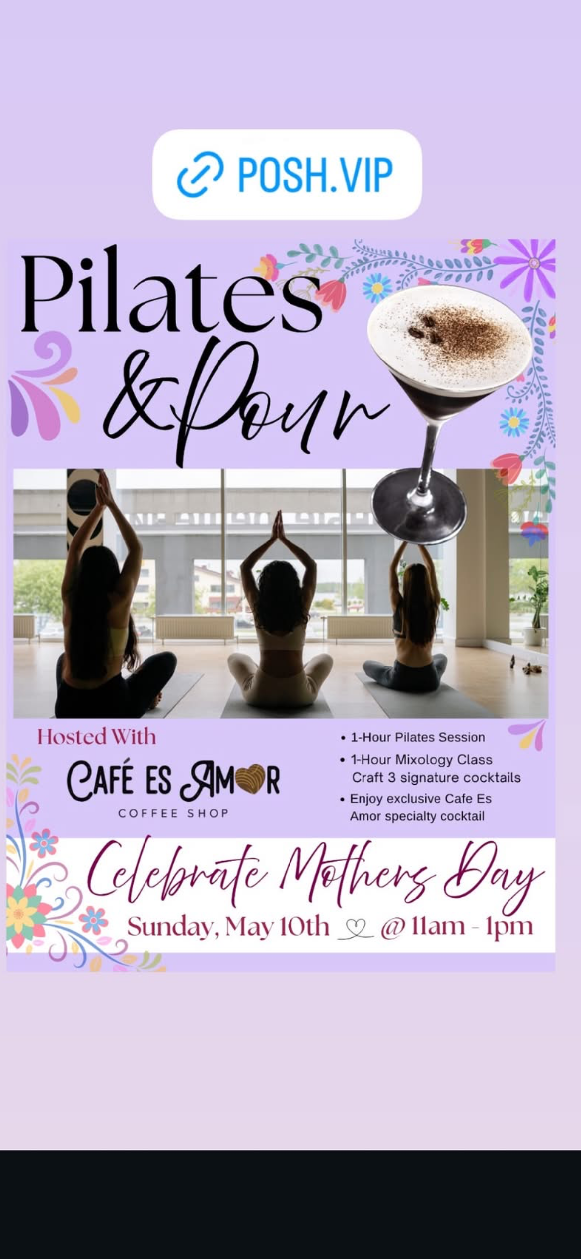 Mothers Day Pilates and Mixology Class