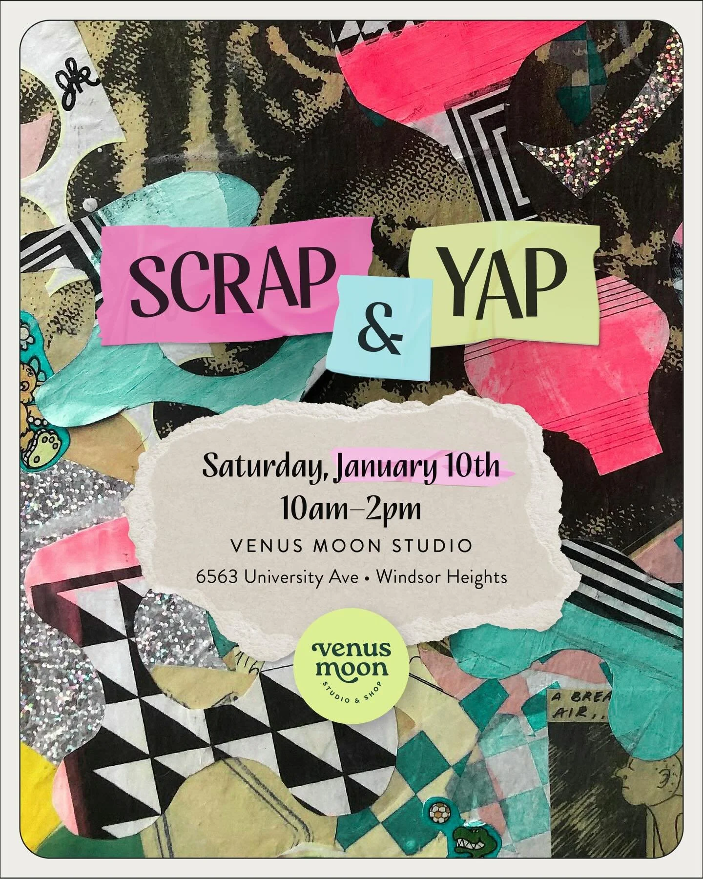 Scrap &amp; Yap has been rescheduled to JANUARY 10TH! ❄️&nbsp;If you already purchased a ticket and this date no longer works for you, please DM us so we can provide a solution. We&rsquo;ve also opened up a few more spots, so if you weren&rsquo;t abl