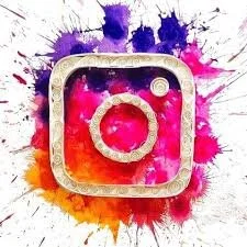 Instagram logo with colorful paint splashes background.