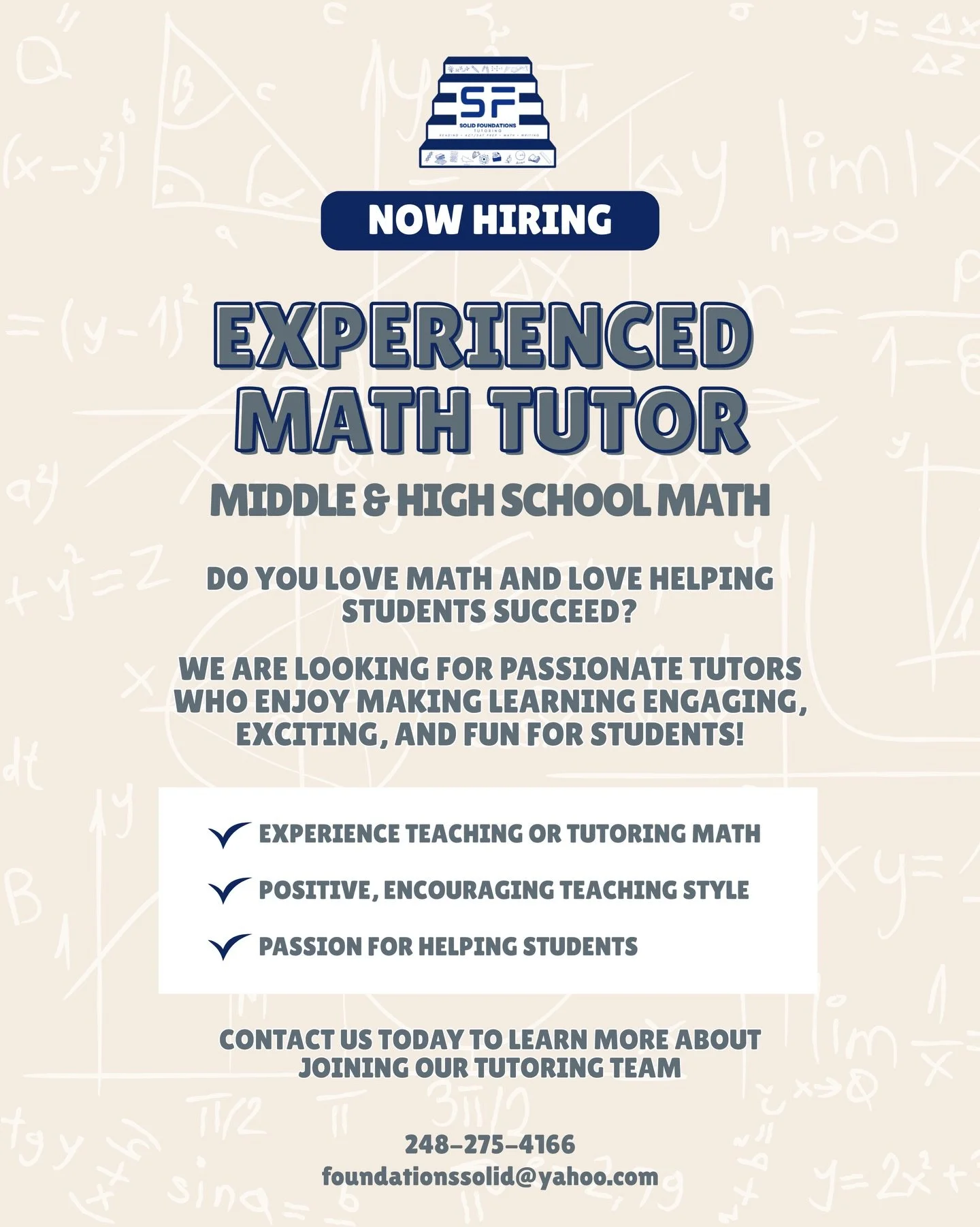 Great tutors don&rsquo;t just teach math, they inspire confidence, curiosity, and a love for learning.

We&rsquo;re looking for passionate math tutors who enjoy working with students and turning challenging concepts into fun, engaging lessons. If you