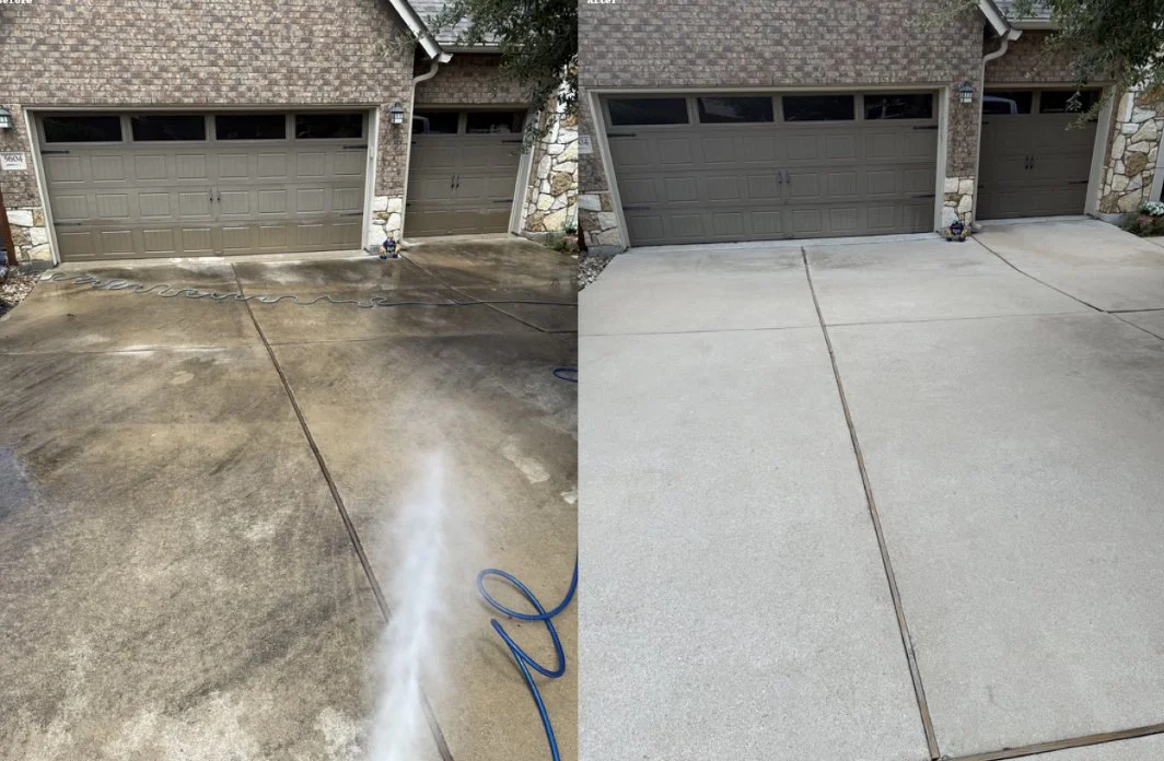 Powerwashed Driveway in lakeway