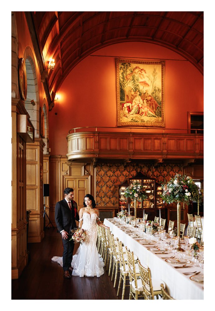 Amazing wedding interiors at Barnbougle Castle, Dalmeny.