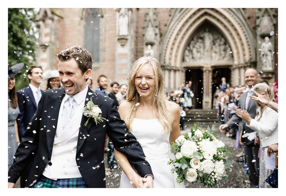 Inverness Cathedral, confetti photograph in Colour.