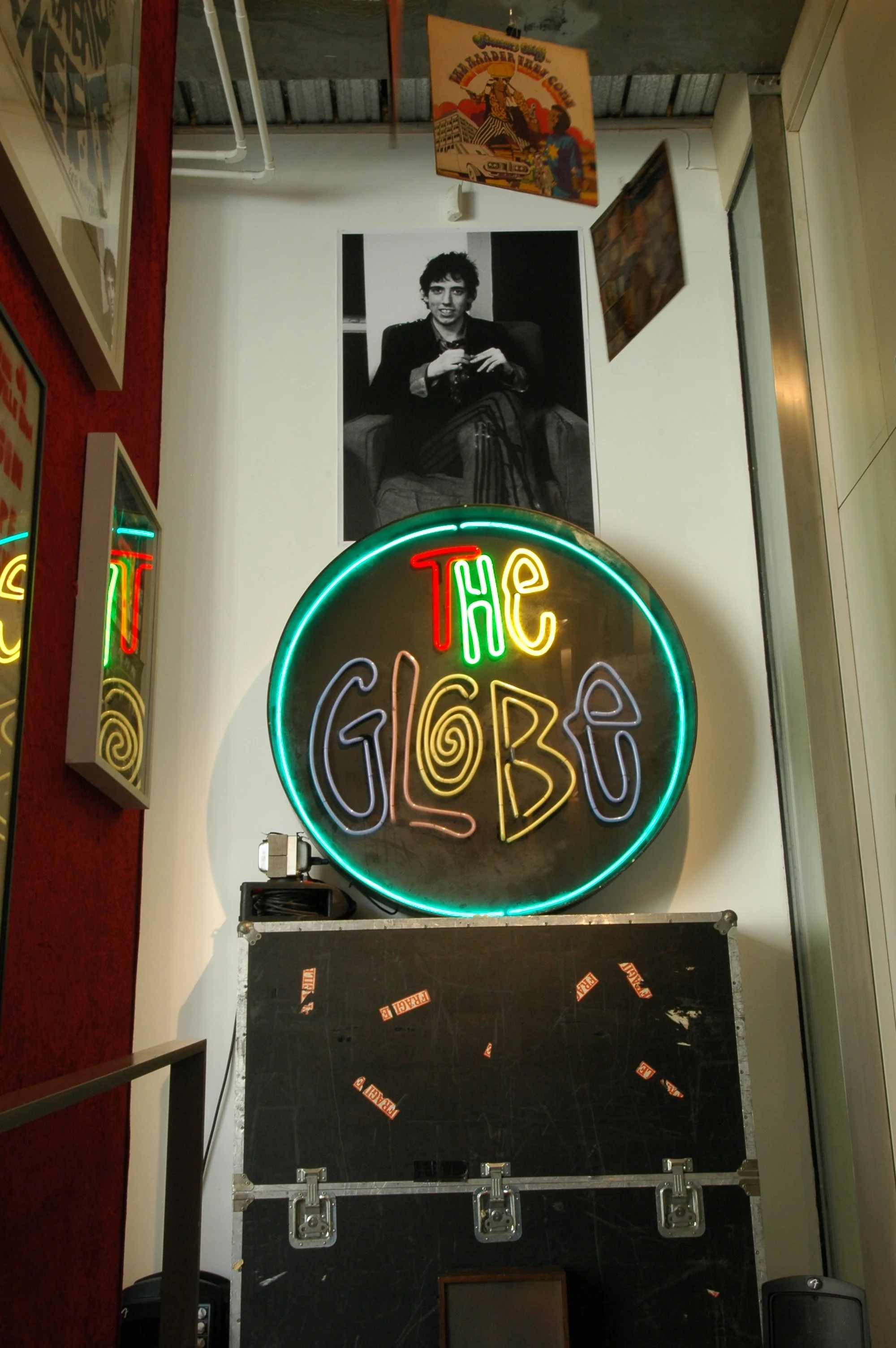 neon, photograph and hanging records.JPG