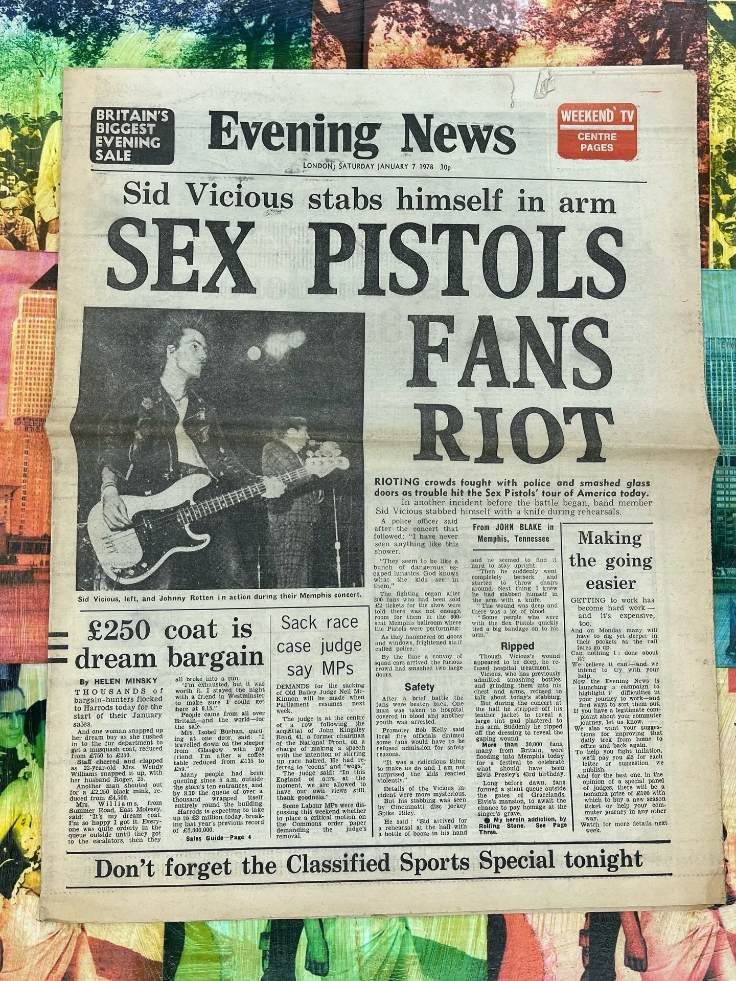 Evenings News January 1978 #sexpistols us tour. #sidvicious #punkrock #rocknrollpubliclibrary