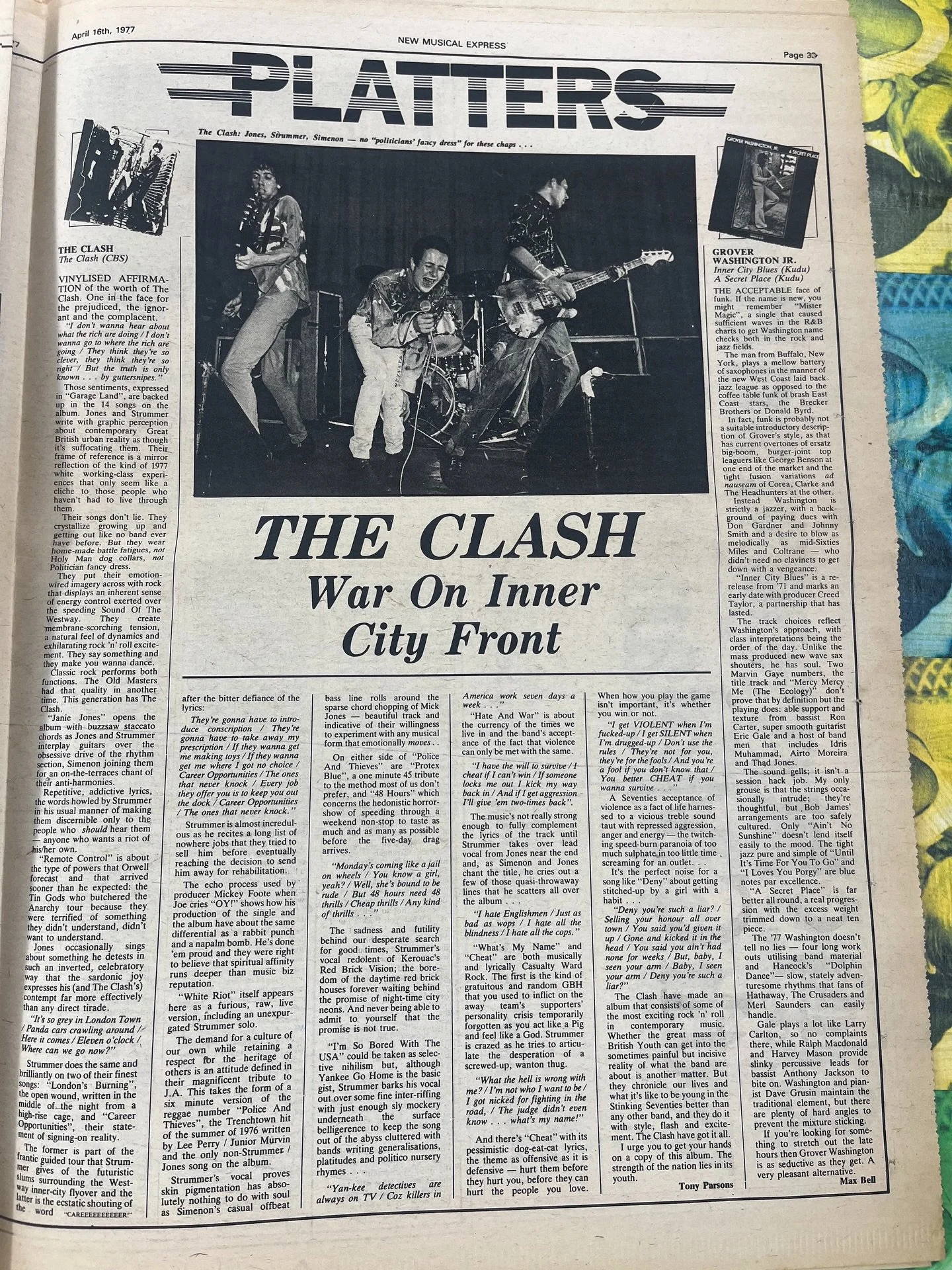 In this week&rsquo;s NME (in 1977) @tonyparsonsuk reviews the debut album by #TheClash. // #rocknrollpubliclibrary // @the_clash