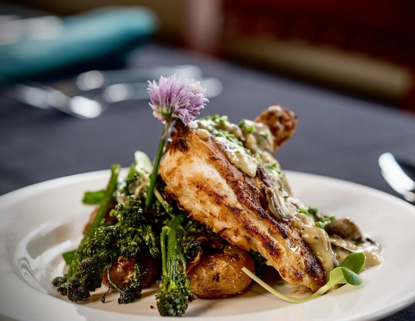 🍗 Meet our Chicken Frangelico &mdash; the dish that&rsquo;s been stealing the show since day one! ✨

🔥 Juicy, lightly breaded airline chicken breast
🍄 Pan-seared with a wild mushroom medley
🥔 Crispy smashed baby bakers
🥦 Chef&rsquo;s seasonal ve