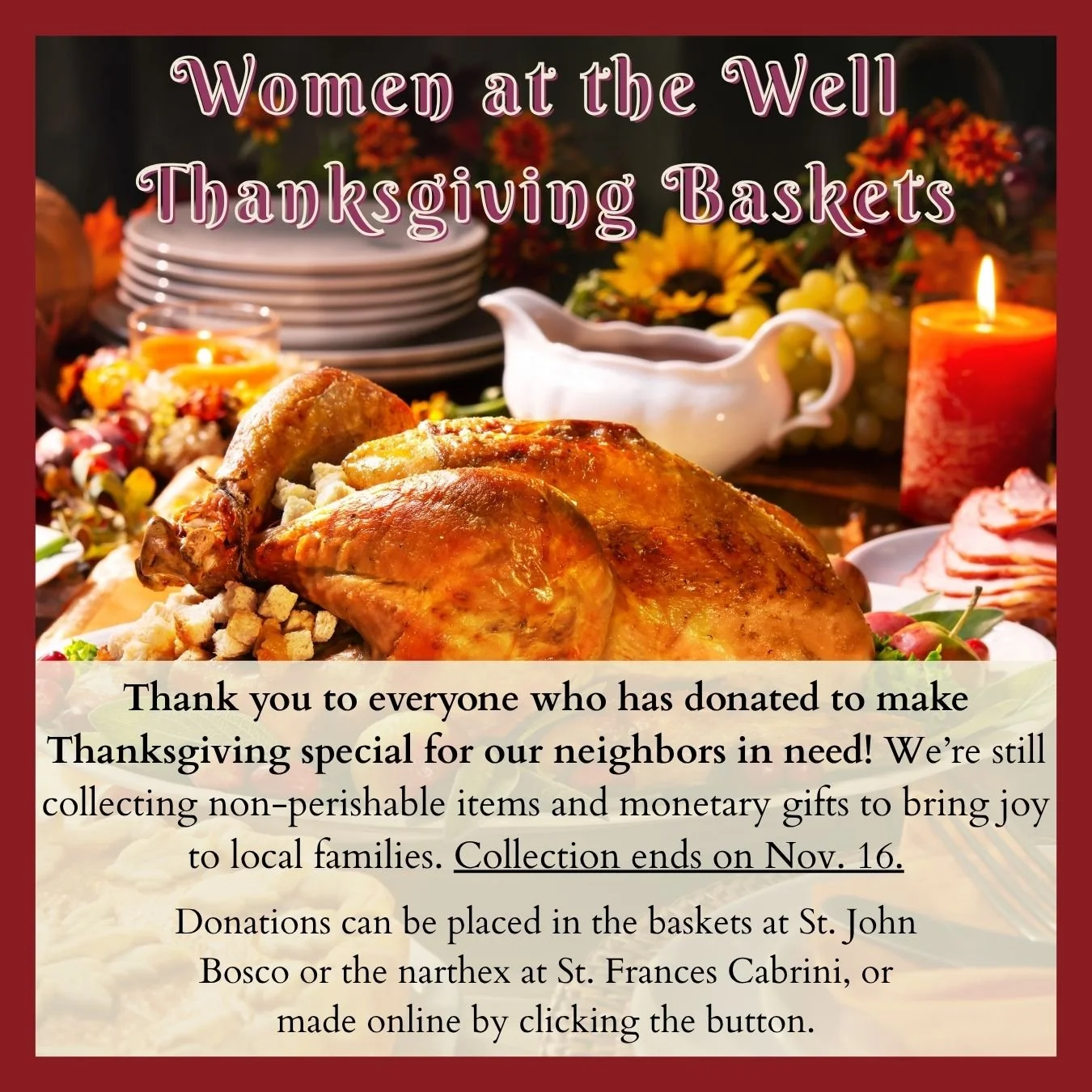 Women at the Well Thanksgiving Baskets