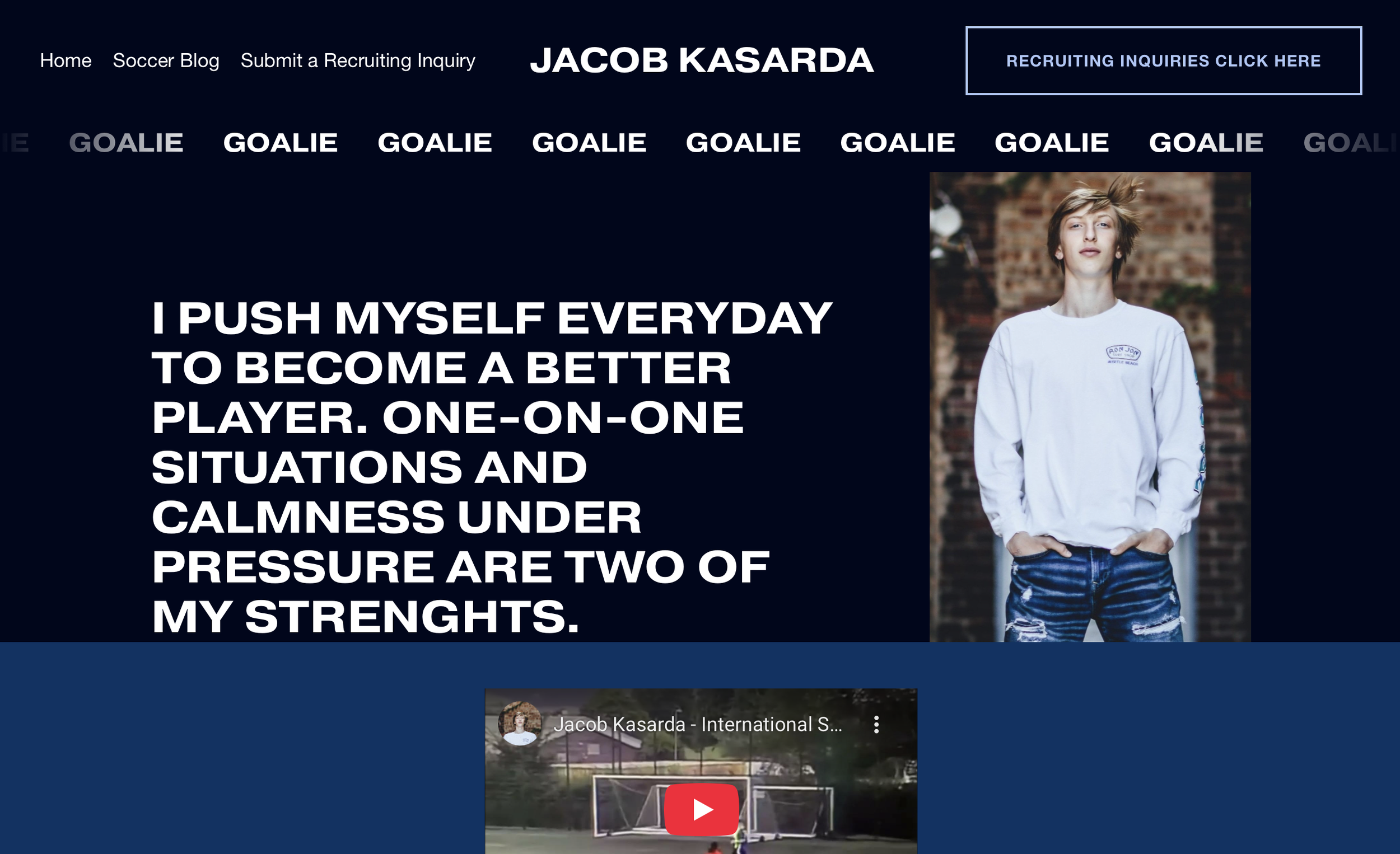 Site design for college athlete