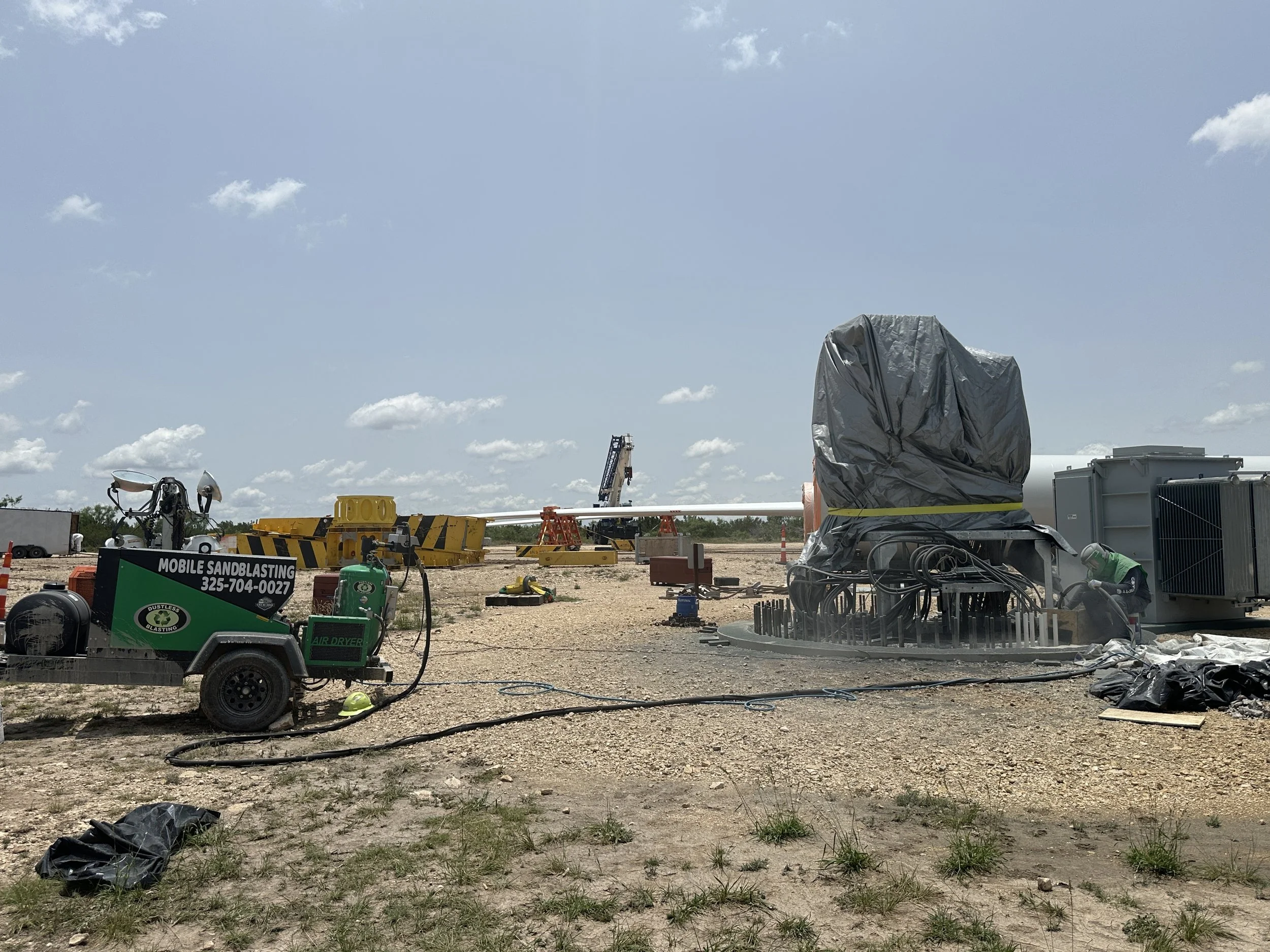 sandblasting a decommissioned wind turbine.JPG