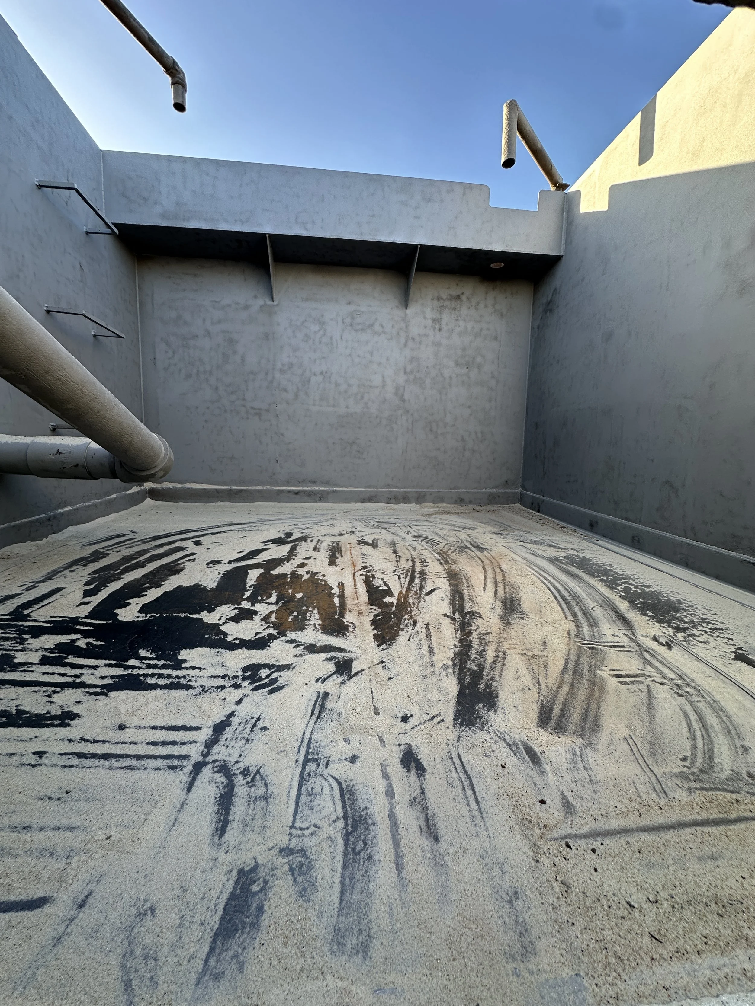 Water retention tank after blasting Permian Basin